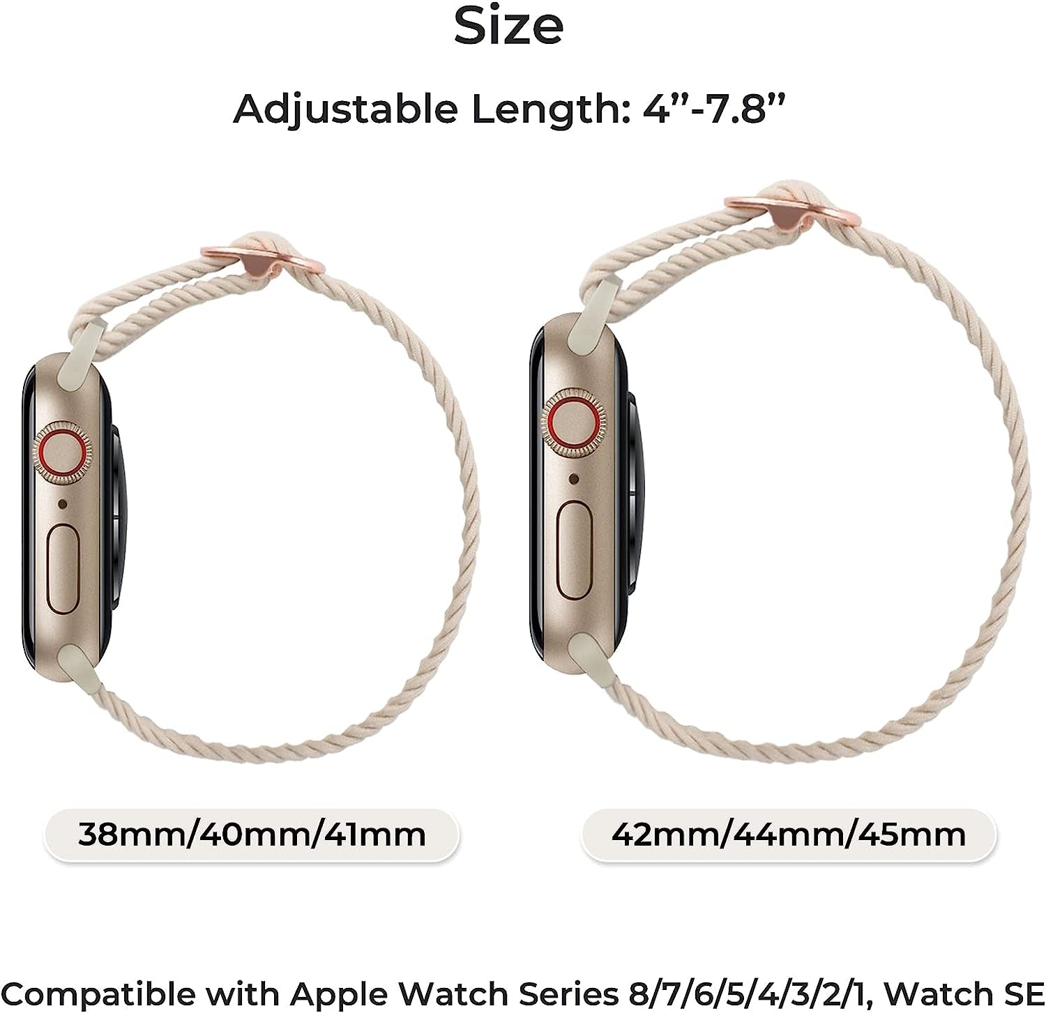 Stretchy Braided Solo Loop Compatible with Apple Watch Bands 38Mm 40Mm 41Mm 42Mm 44Mm 45Mm for Women Men Adjustable Straps Elastic Sport Wristbands for Iwatch Series 8 7 6 SE 5 4 3 2 1 Ultra  MBNIBNVT   