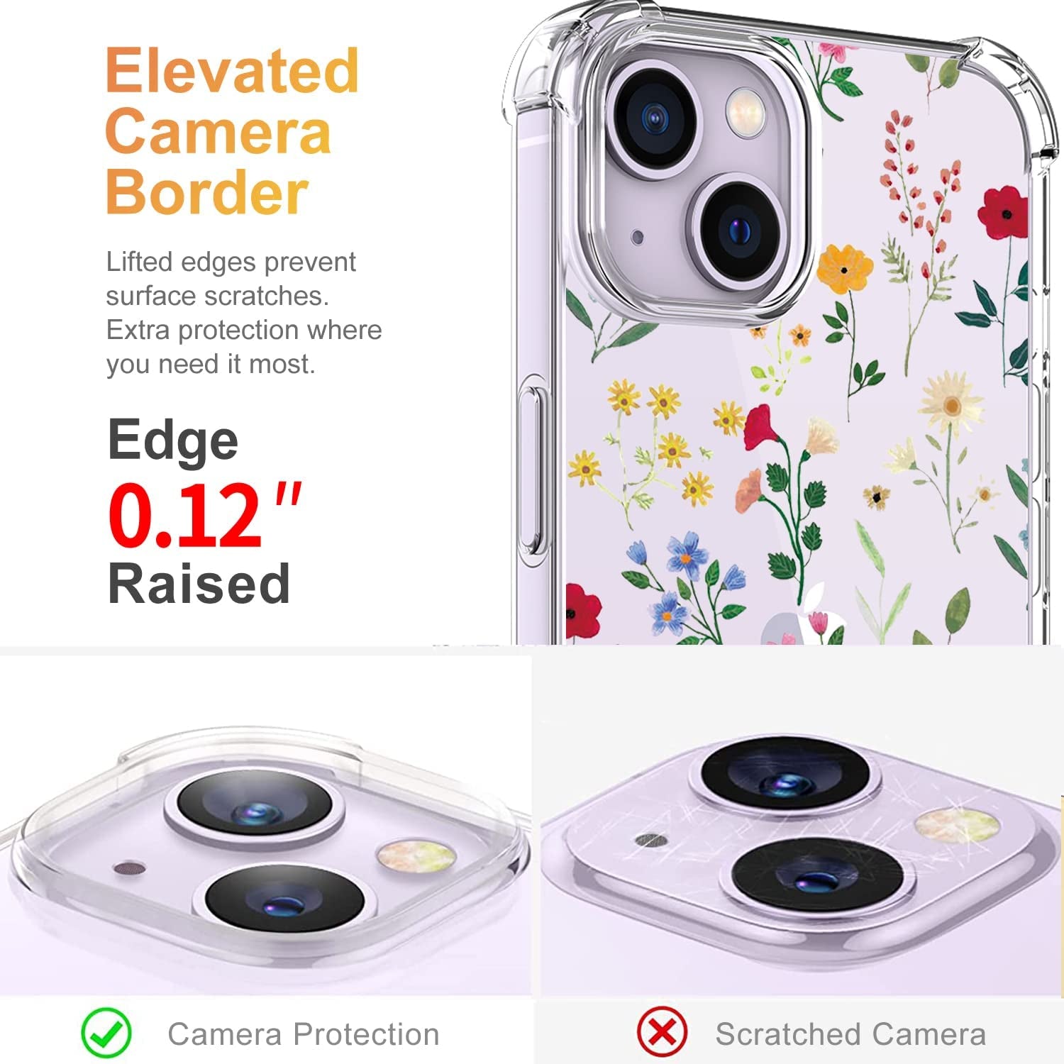 YOYORI Compatible with Iphone 14 Case with Screen Protector, Flower Pattern Design, Floral Clear Women Phone Case Shockproof Protective Soft TPU Bumper Cover 6.1 Inch 2022(Flowers and Plants)  YOYORI   