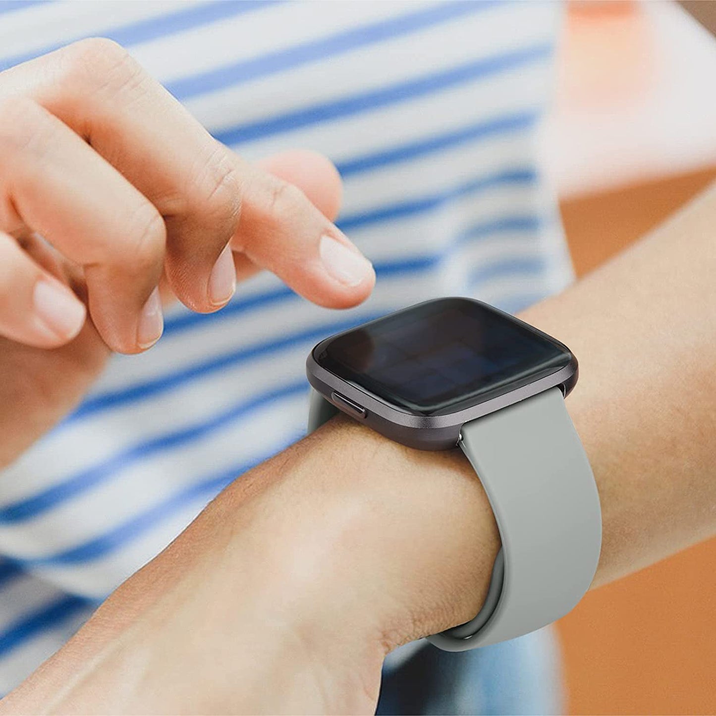 4 Pack Bands for Fitbit Versa 2 / Fitbit Versa/Versa Lite/Versa SE for Women Men, Soft Silicone Replacement Wristband for Fitbit Versa 2 Bands  Amzpas   