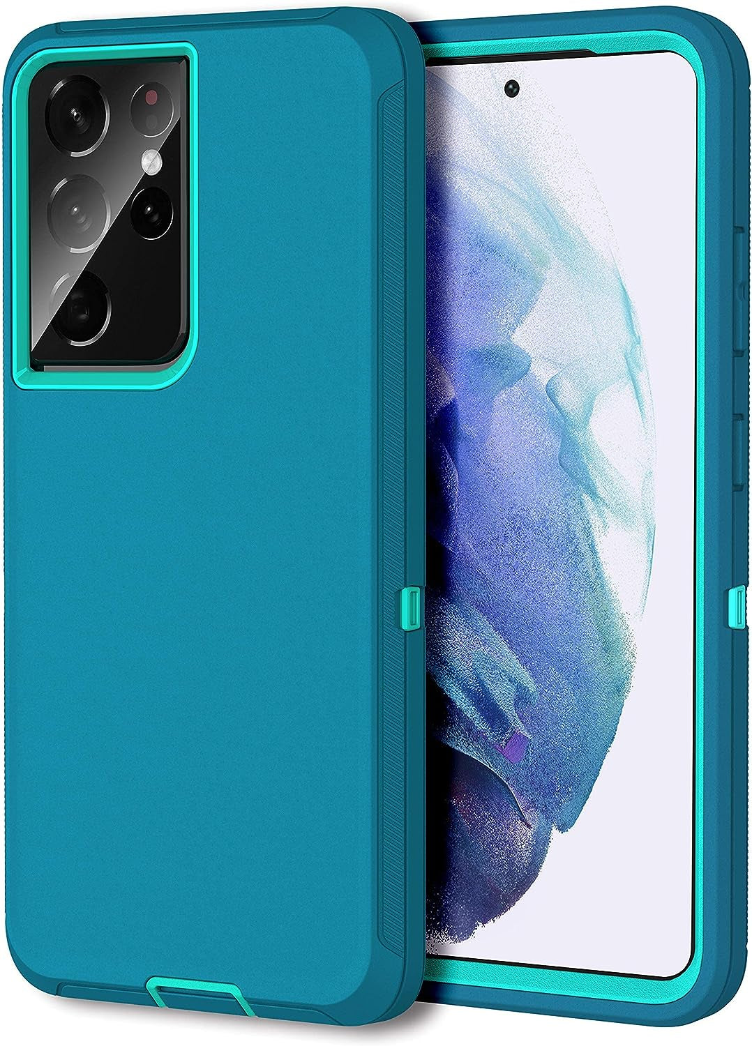 MXX Case Compatible with Galaxy S21 Ultra, 3-Layer Super Full Heavy Duty Body Bumper Cover/Shock Protection/Dust Proof, Designed for Samsung Galaxy S21 Ultra 5G (6.8 Inch) 2021 - (Orange/Gray)  MXx Accessories inc Turquoise Galaxy S21 Ultra 5G (6.8 Inch) 