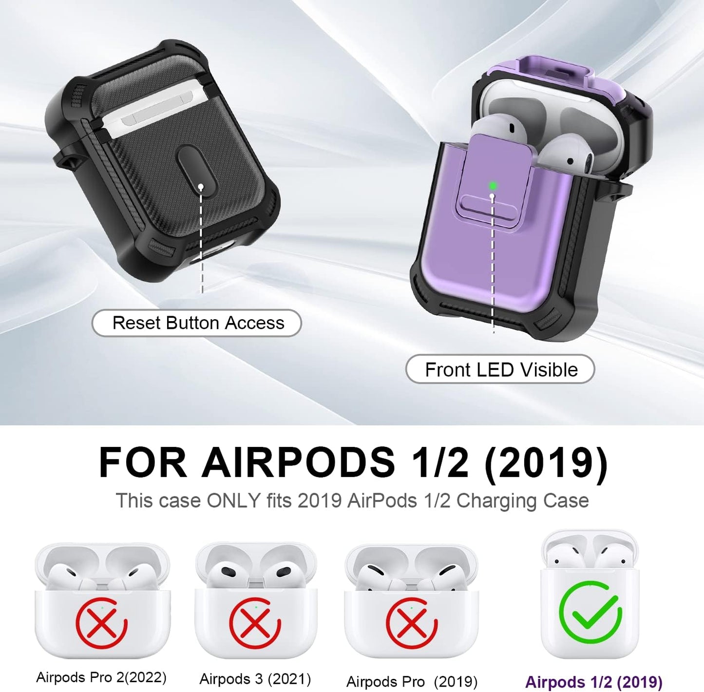 YIPINJIA [5 in 1] Case for Airpods 2&1 with Secure Lock, PC+TPU Shockproof Protective Airpods Cover Case for Women Compatible with Airpods 1 & Airpods 2 Case with Fashion Candy Keychain (Purple)  YIPINJIA   