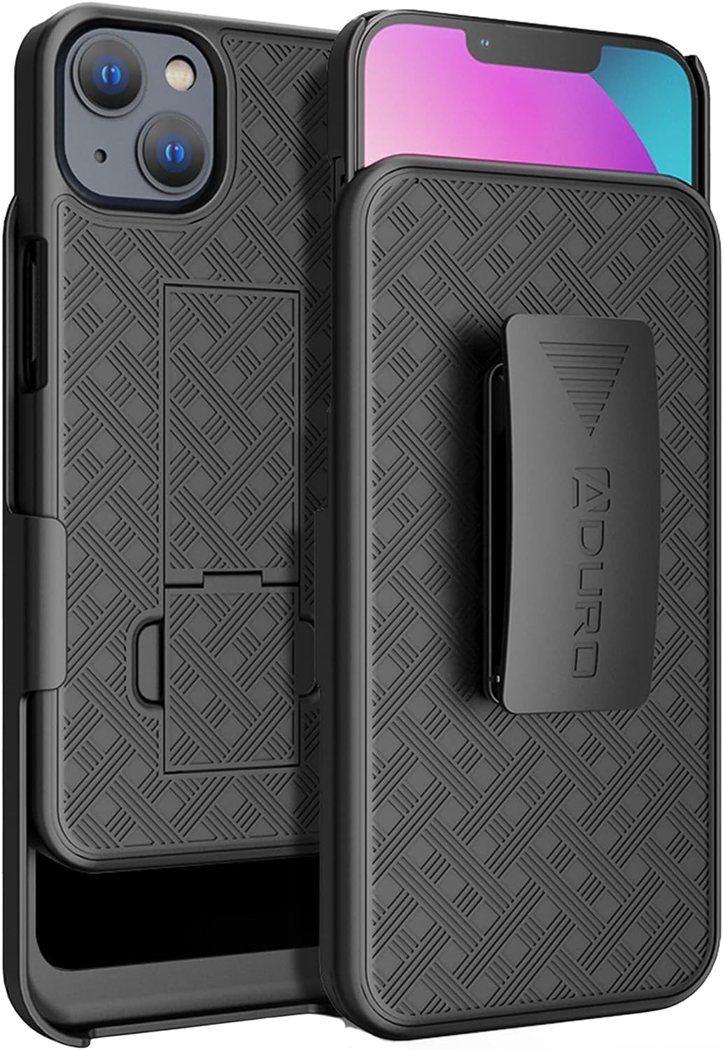 Aduro Combo Case with Kickstand & Holster for Iphone 13 Mini, Slim Shell & Swivel Belt Clip Holster, with Built-In Kickstand for Apple Iphone (5.4") 2021  Aduro   