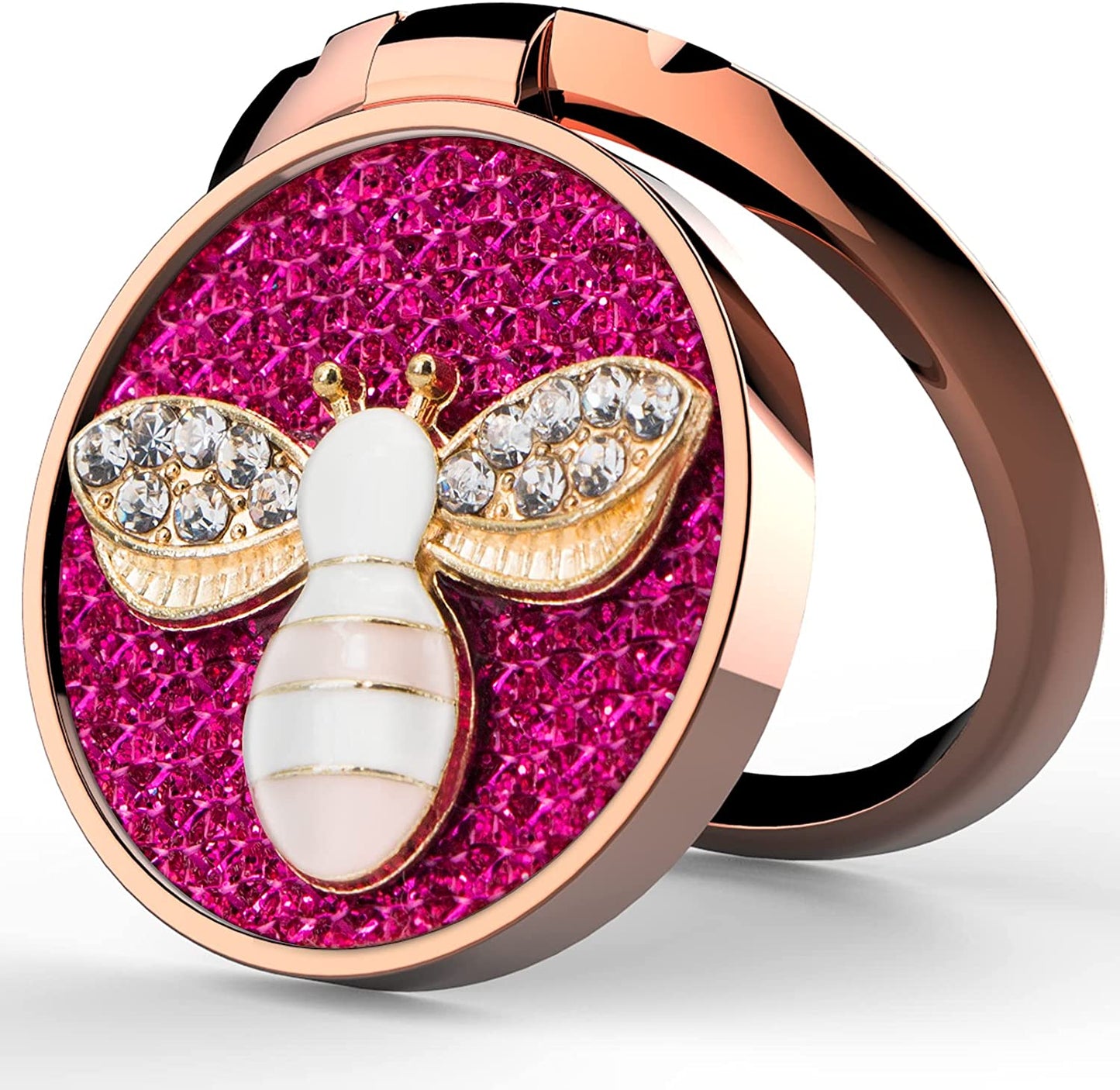 YINHEXI Phone Ring Holder Finger Kickstand, Cell Phone Ring Holder Finger Grip 360 Degree Rotation, with Crystal Stone Enamel Bee (Black)  YINHEXI Rose Red  
