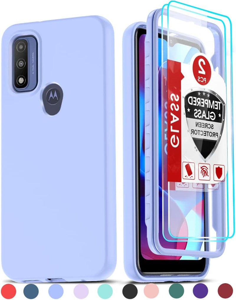 Leyi for Moto G Power 2022 Case: Moto G Pure Phone Case with [2 X Tempered Glass Screen Protector], Full-Body Shockproof Soft Liquid Silicone Protective Phone Cover Case for Motorola G Pure, Mint  LeYi G Pure/G Power 2022/G Play 2023 Violet  