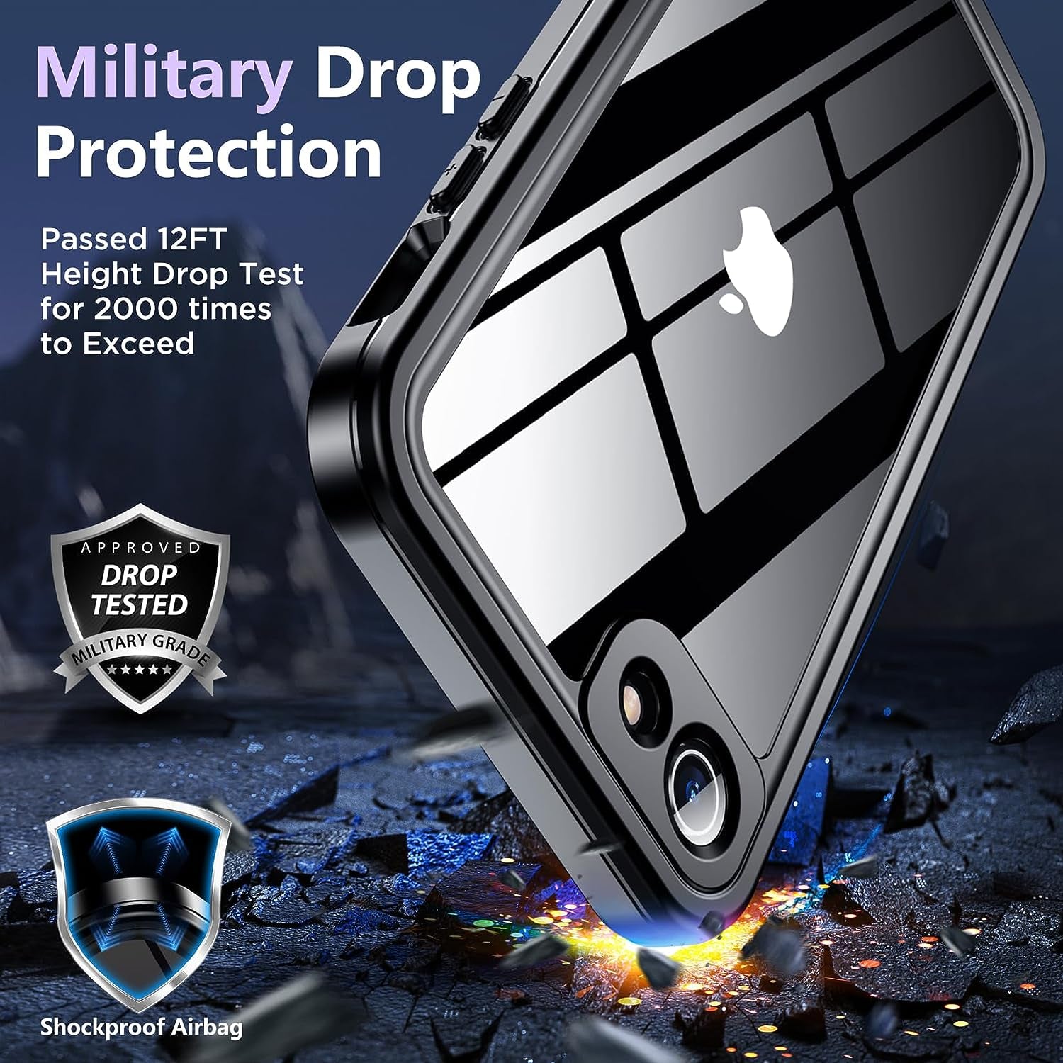 Justcool for Iphone SE Case 2020/2022/,Iphone 8/7 Case Waterproof,Built-In Screen & Lens Protector [IP68 Underwater] [12FT Military Dropproof] Dustproof [360 Full Body Shockproof] Phone Case,Black  JUSTCOOL   