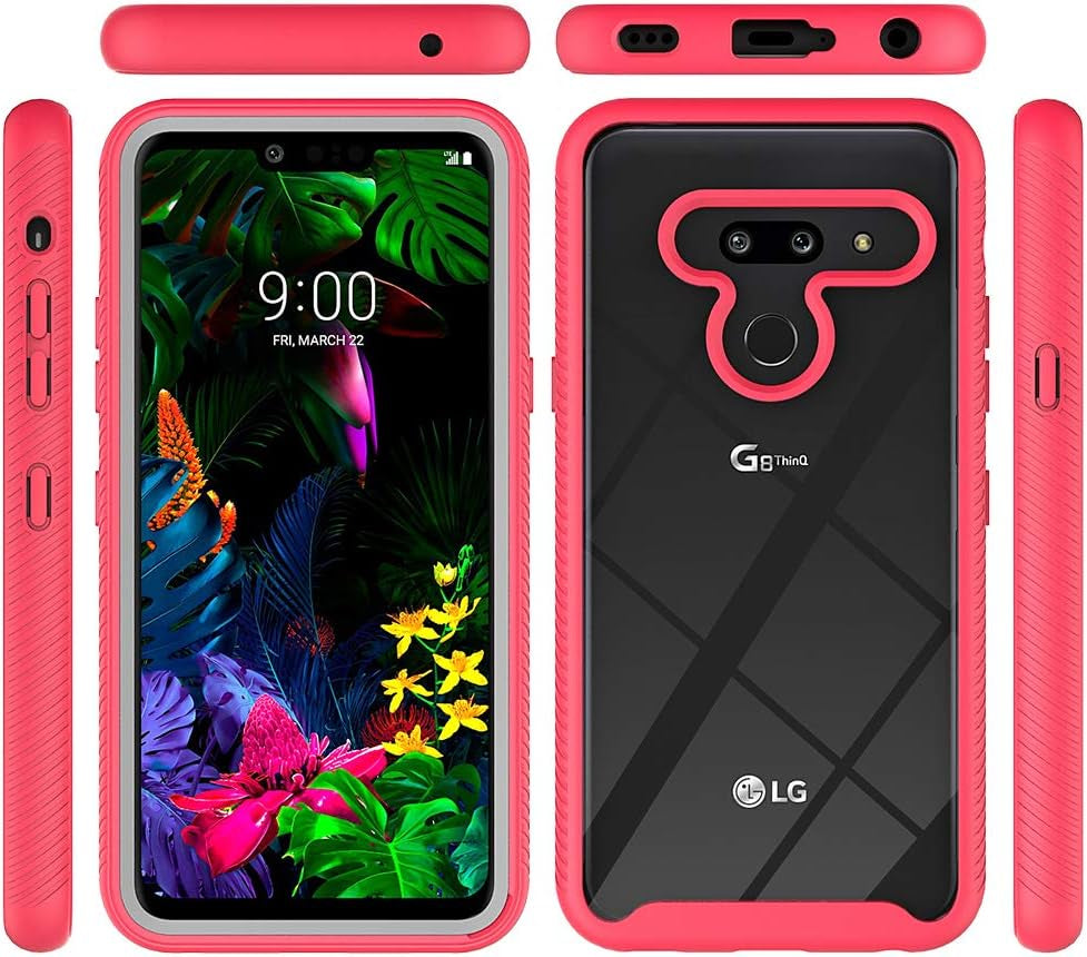 Phone Case for LG G8 Thinq Slim Hard Clear Cover Shockproof Soft TPU Bumper Hybrid Rugged Heavy Duty Protective Cell Accessories LGG8 Thin Q G 8 LG8 G8Thinq Lgg8Thinq 8G Cases Girl Boy Women Men Red  Asuwish   
