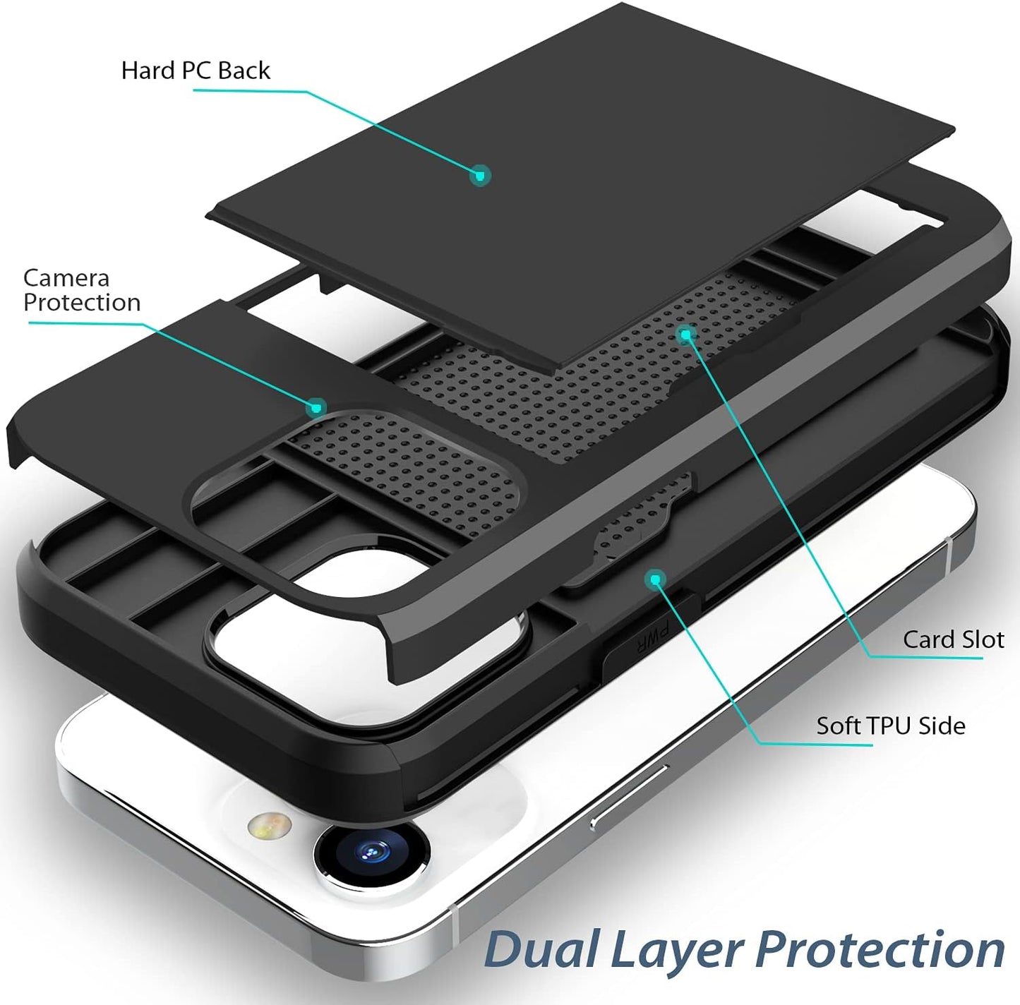 ZUSLAB Wallet Case Compatible with Apple Iphone 13 2021 Phone Case with Card Holder Shockproof anti Scratch Cover with Tempered Glass Screen Protectors[X2Pack] Black  ZUSLAB   