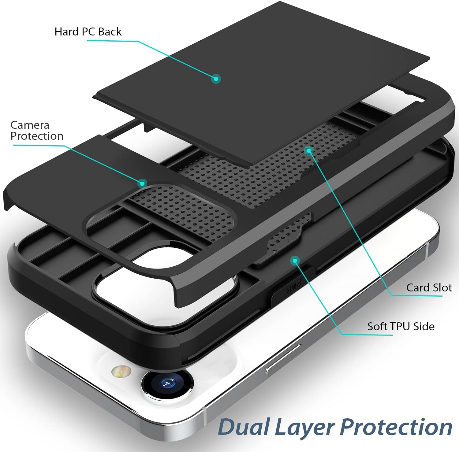 ZUSLAB Wallet Case Compatible with Apple Iphone 13 2021 Phone Case with Card Holder Shockproof anti Scratch Cover with Tempered Glass Screen Protectors[X2Pack] Black  ZUSLAB   