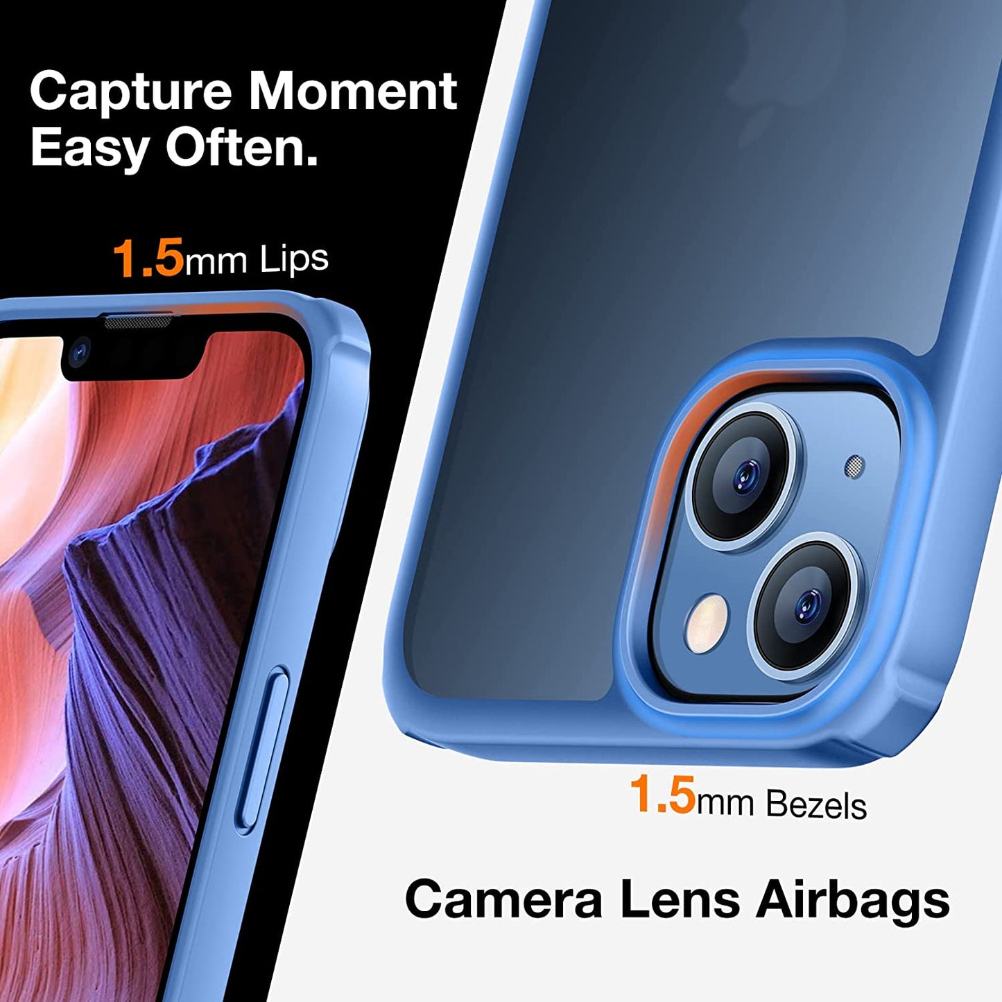 TORRAS Marsclimber Designed for Iphone 14 Case/Iphone 13 Case, [8FT Military Grade Shockproof] [3 Stand Ways] Translucent Matte Slim Phone Case for Iphone 14/ Iphone 13 with Stand, Snownight Blue  TORRAS   