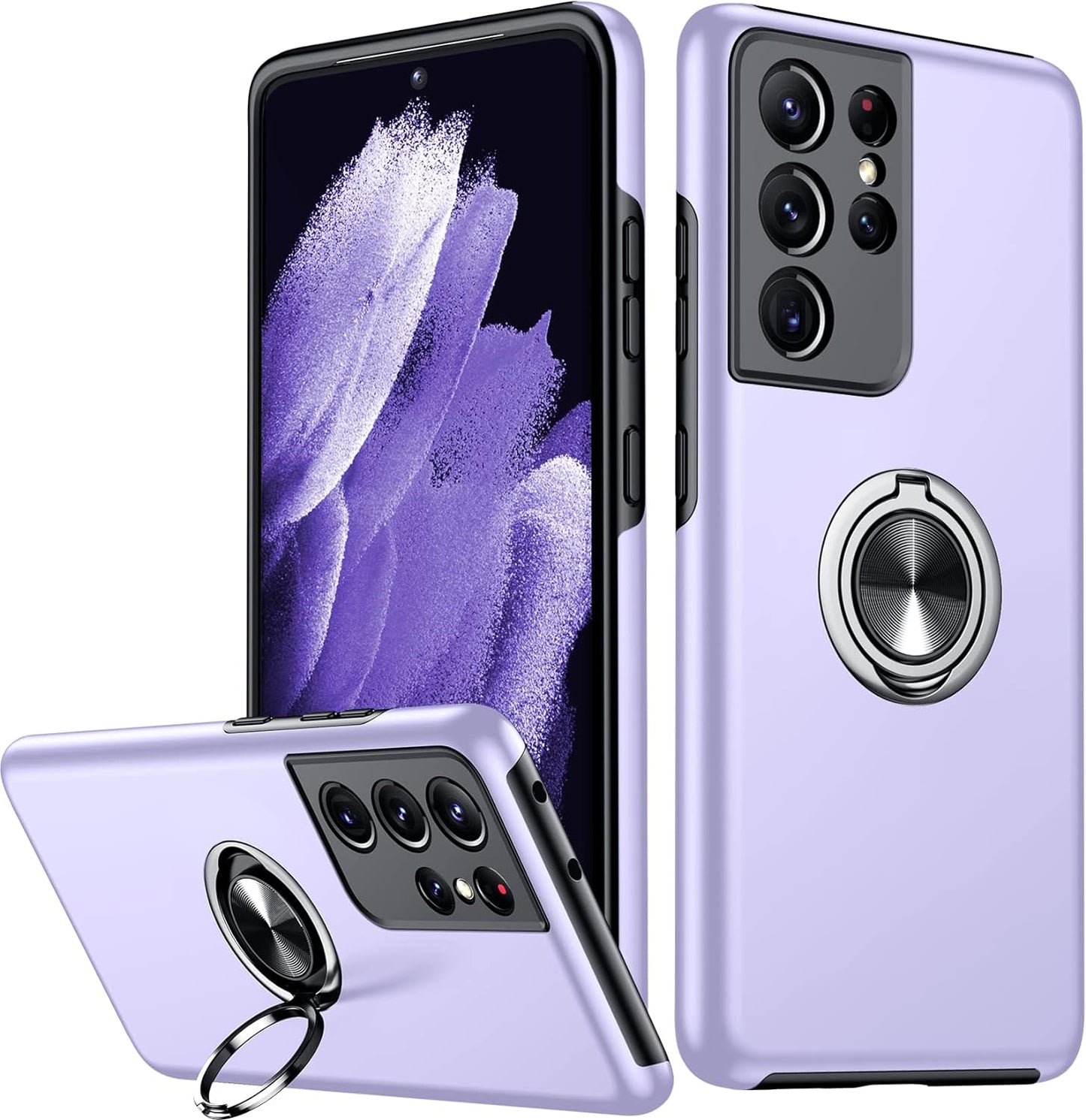 Temdan Samsung Galaxy S21 Ultra Case, [With Built-In Screen Protector & Camera Protector] [Full Body Waterproof] [Shockproof] [Dustproof] [Anti-Scratched] Clear Phone Case for S21 Ultra Case 5G Blue  Temdan Purple  