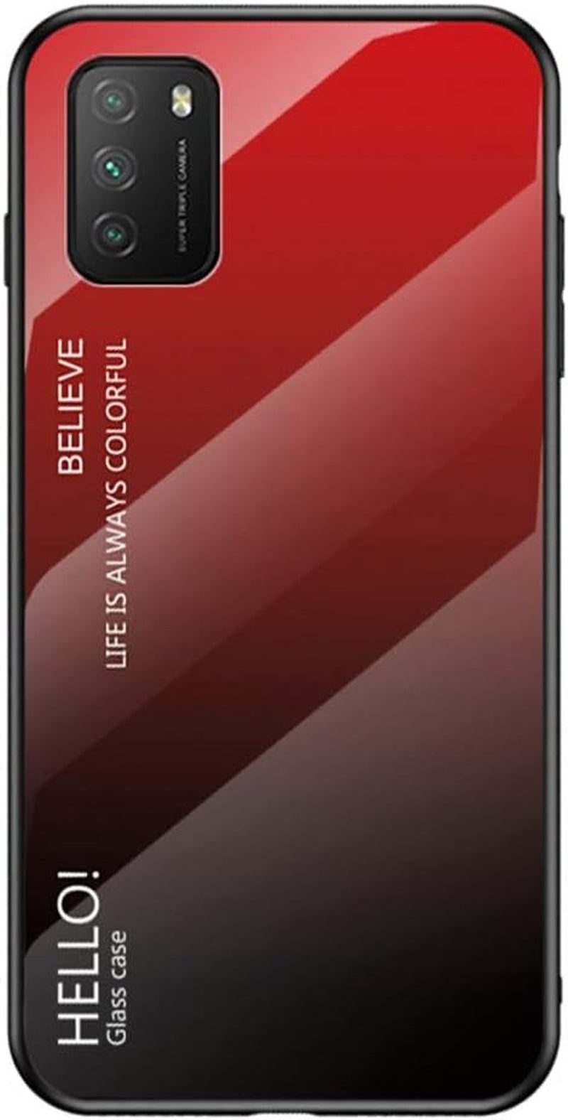 Hicaseer Xiaomi Poco X3 Case,Anti Scratch Gradient Glass Case Back Cover Soft TPU Silicone Shockproof Case for Xiaomi Poco X3 -Purple  Hicaseer Red Xiaomi Poco M3 6.53" 