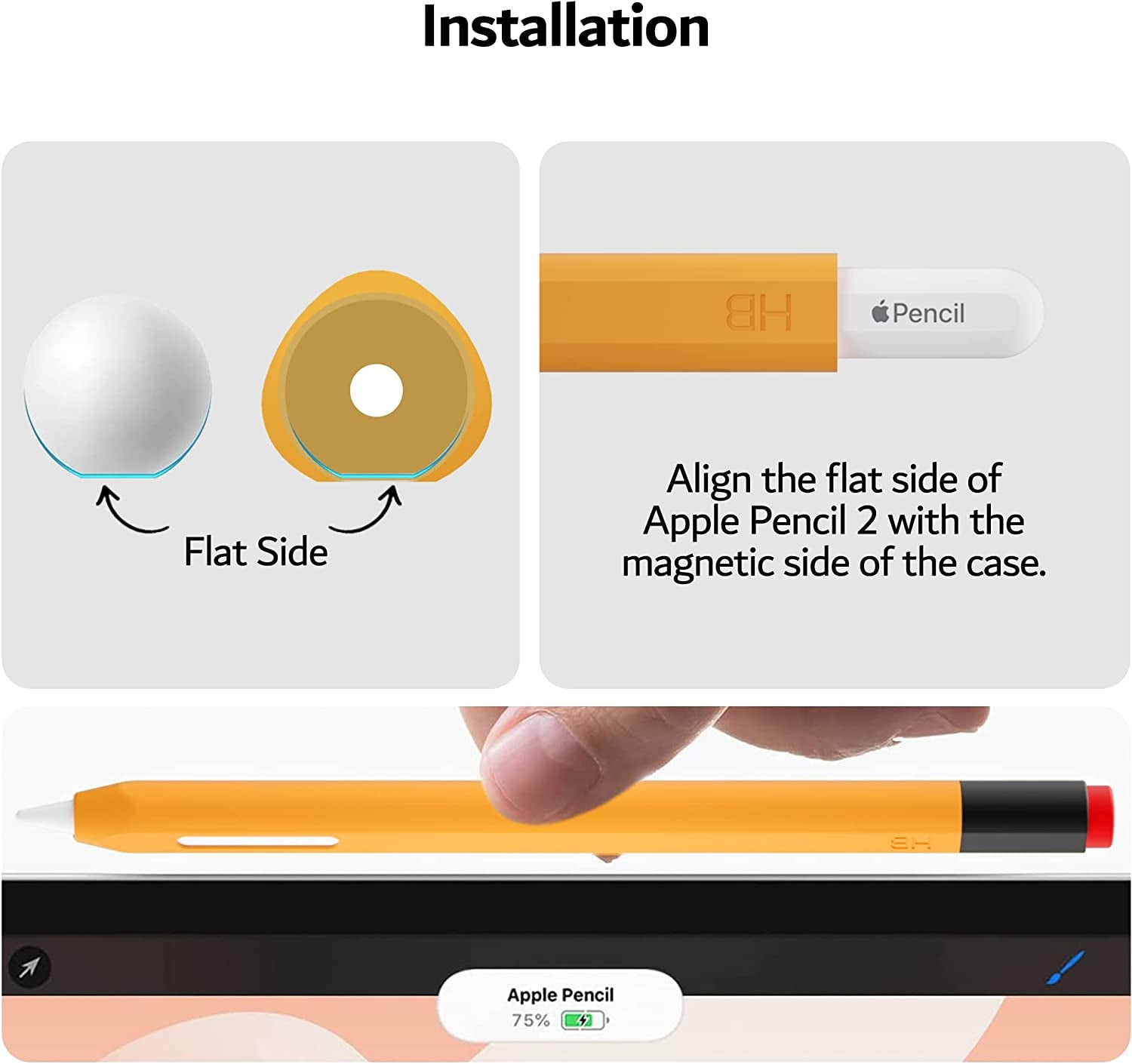 PZOZ Case Compatible with Apple Pencil 2Nd Generation Magnetic Pen Protector Silicone Sleeve Ipencil 2 Gen Grip Skin Holder Cover Accessories for Ipad Mini 6Th, Air 4Th 5Th, Pro 11 12.9 (Yellow)  PZOZ   