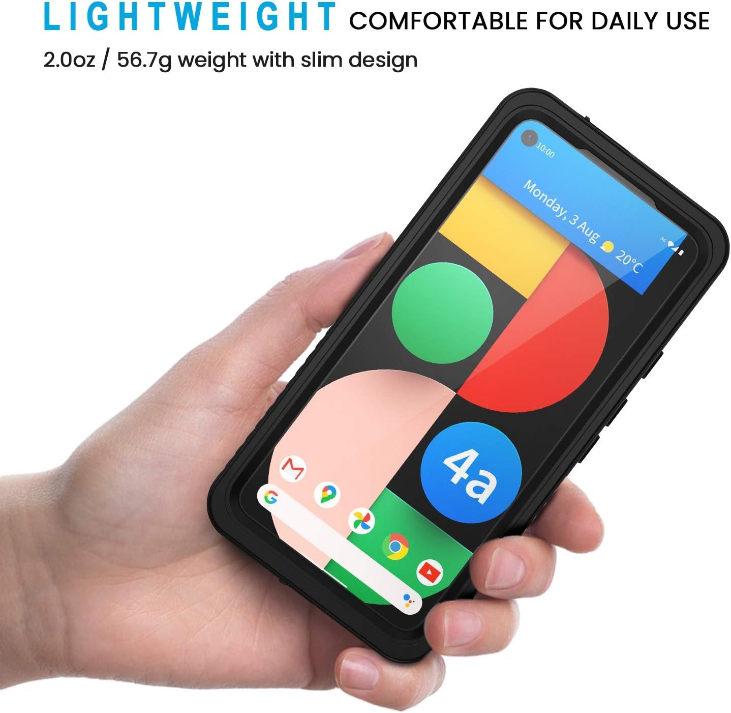 Lanhiem Pixel 4A 5G Case, IP68 Waterproof Dustproof Case [NOT Fit 4G Version] with Built-In Screen Protector, Full Body Protective Cover for Google Pixel 4A 5G Only, Black/Clear  Lanhiem   