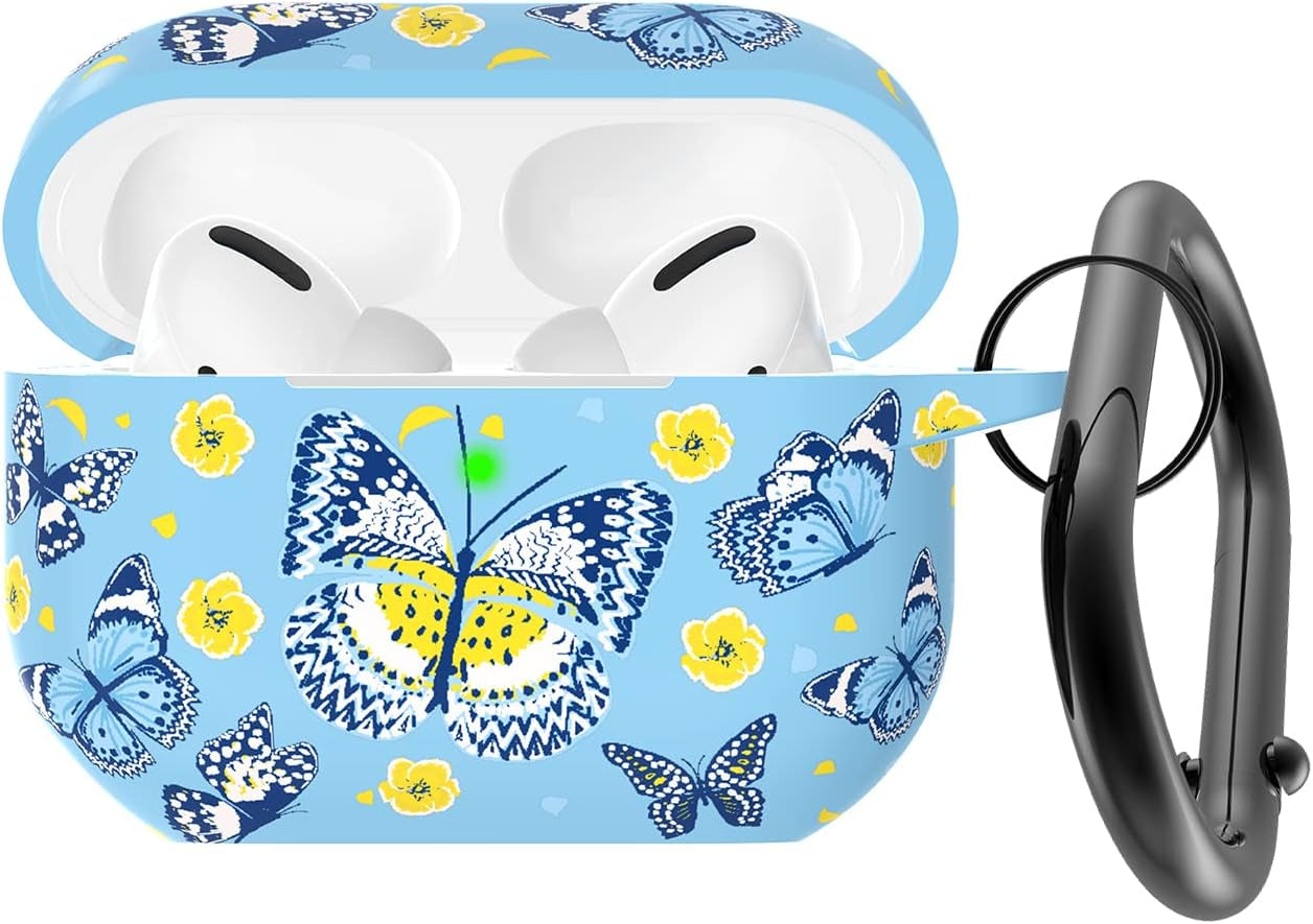 AGAOSH for Airpods Pro 2Nd Generation Case Cover with Keychain,Soft Silicone Skin Cover Protective Case for New Apple Airpods Pro Gen 2 Case 2022 Charging Case for Women Men Girl [Front LED Visible]  AGAOSH Blue Butterfly  