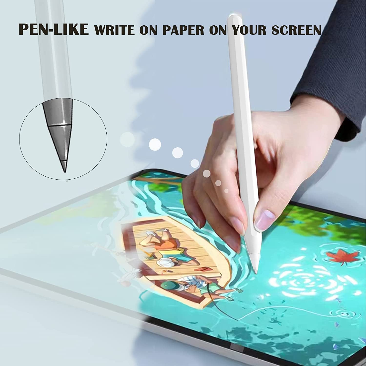 Realistic Pen like Fine Point Pencil Tips Compatible with Apple Pencil 2Nd 1St Generation,2 Pack Fine Tips Paperfeel Ipad Pro Pen 1St 2 Gen Replacement Nibs Fits for Artists,Note-Takers ,White  REEYEAR   