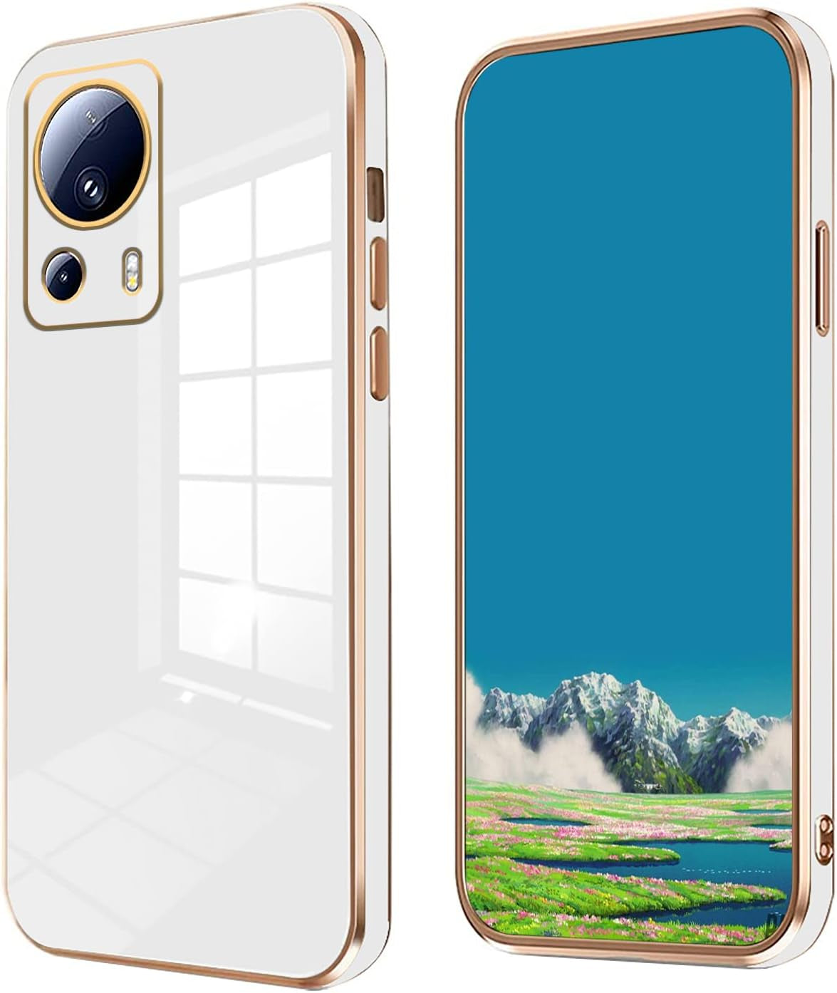 Jancyu Compatible with Xiaomi 13 Lite Case Silicone White, Slim Xiaomi 13 Lite Pro Phone Case Protective Cover Shockproof for Women Girls (Pink)  Jancyu White  