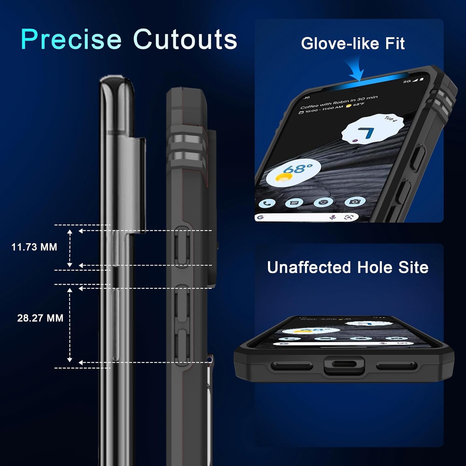 DEERLAMN for Google Pixel 8 Case with Slide Camera Cover+Screen Protector (1 Pack), Rotated Ring Kickstand Military Grade Shockproof Heavy Duty Protective Cover -Black  DEERLAMN   