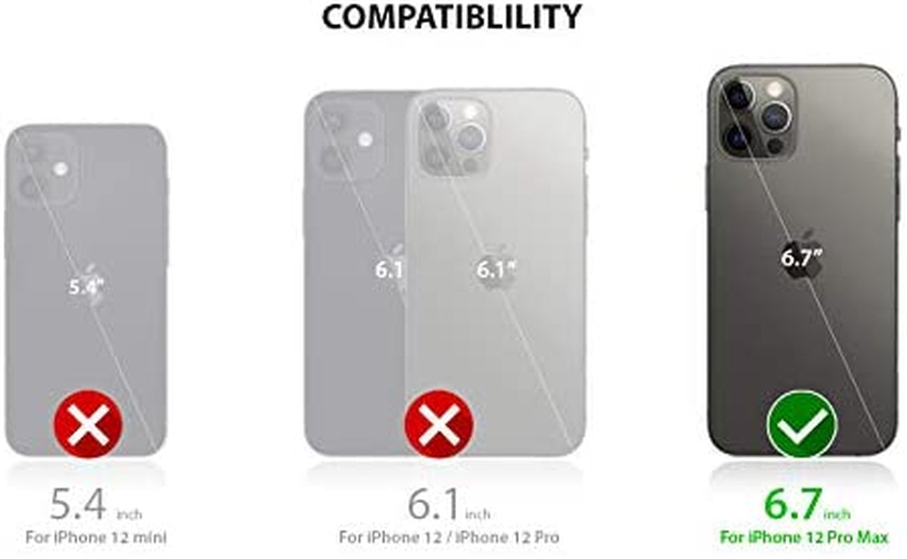 Zuslab Wallet Case Compatible with Apple Iphone 12 Pro Max, Cover with Card Holder, Shockproof anti Scratch Replacement for Iphone 12 Pro Max, with Screen Protector [X2Pack] Dark Blue  ZUSLAB   