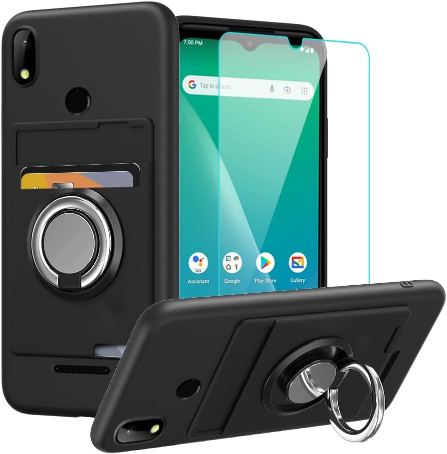 Anneey for Oneplus 11 5G Phone Case with Tempered Glass Screen Protector, Card Holder with Ring Stand Case for 1+ 11 5G Cover - Black  Anneey Hotpepper Chilaca  