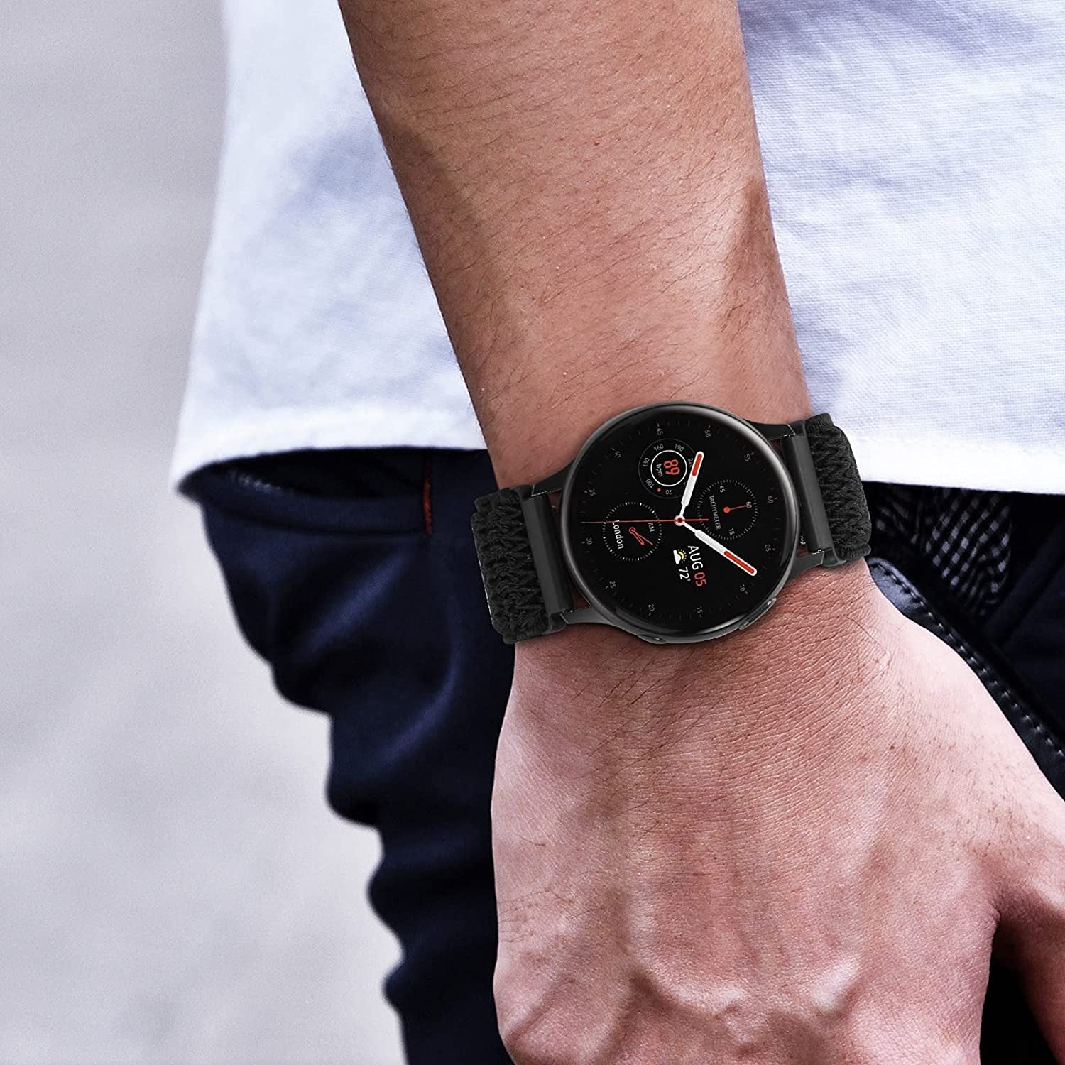 5 Pack Stretchy Nylon Watch Bands Compatible with Samsung Galaxy Watch Active 2 Bands 40Mm 44Mm/Active 40Mm/Galaxy Watch 3 41Mm/Galaxy Watch 42Mm/Gear S2/Galaxy Watch 4 Fabric 20Mm Wristband  MEULOT   