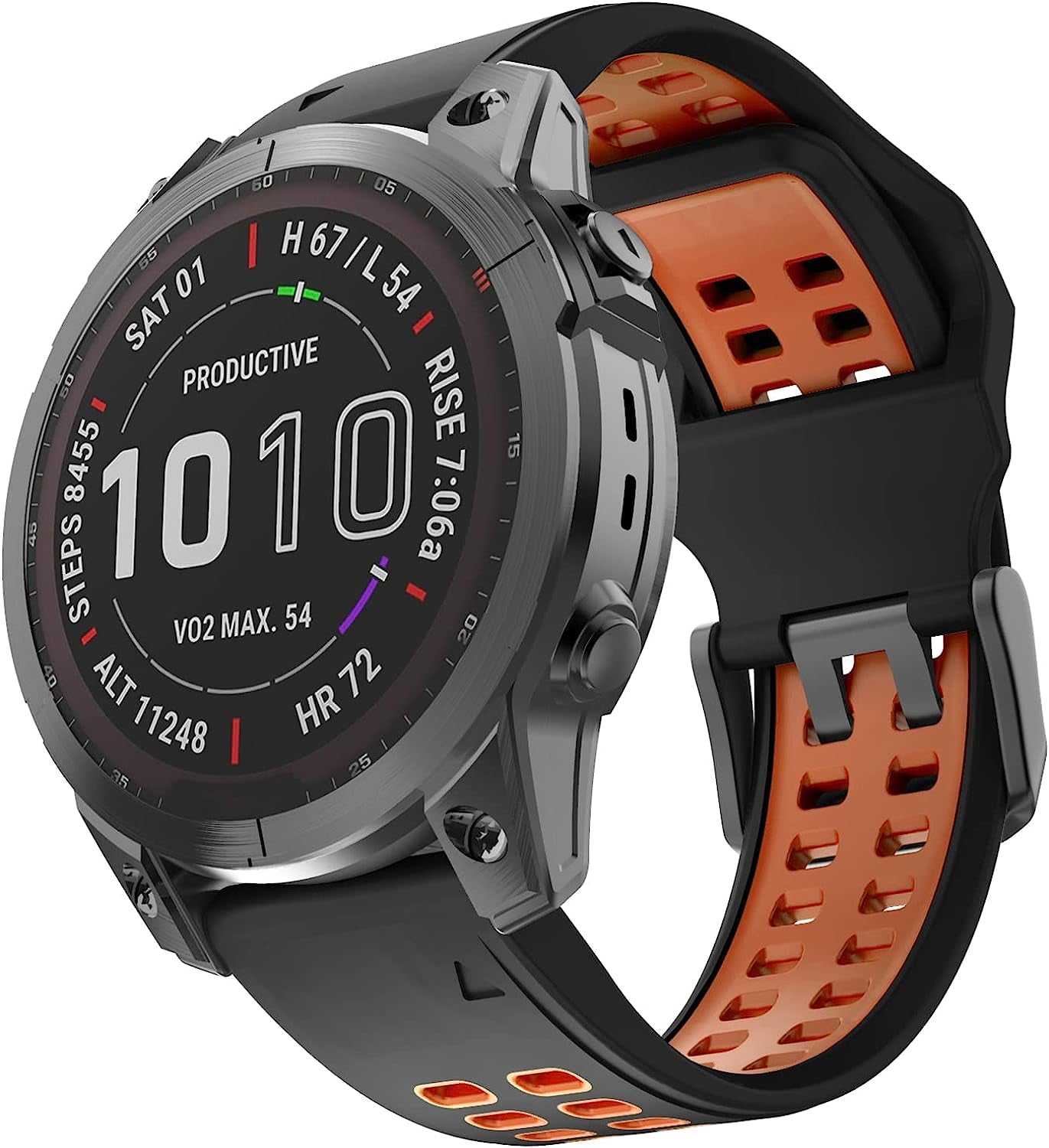 Isabake Compatible with Fenix 7 Band 22Mm Easy-Fit Silicone Watch Strap Replacement for Fenix 5/Fenix 5 Plus/Fenix 6/Fenix 6 Pro/ Forerunner 935/Forerunner 945/Approach S60/Quatix 5  Isabake Black-Orange 22MM 