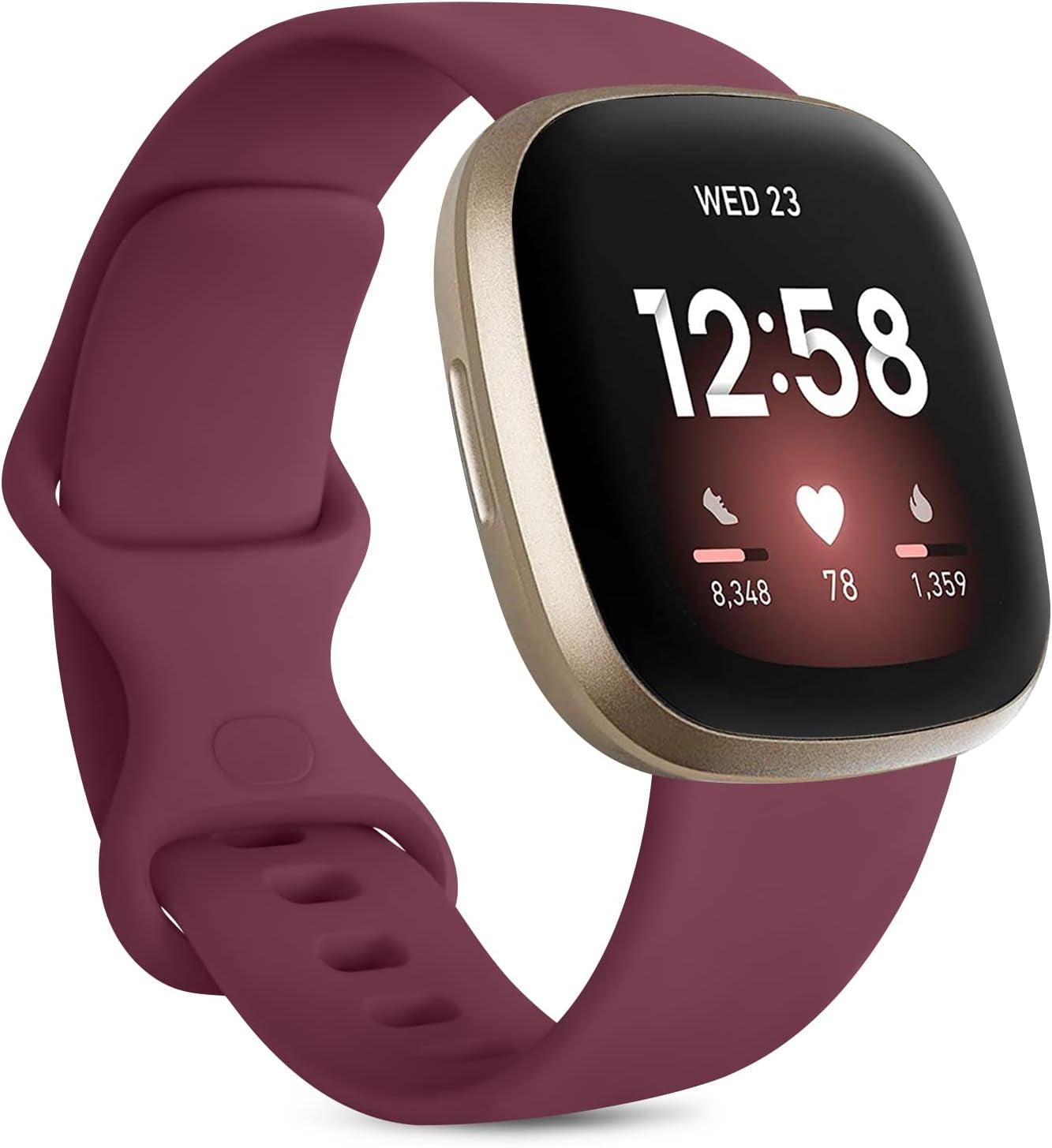 6 Pack Sport Bands Compatible with Fitbit Versa 3 Bands/Fitbit Sense Bands, Classic Soft Silicone Replacement Wristbands for Fitbit Versa 3 Smart Watch Women Men (Small, 6 Pack E)  Mugust Wine Red Small 