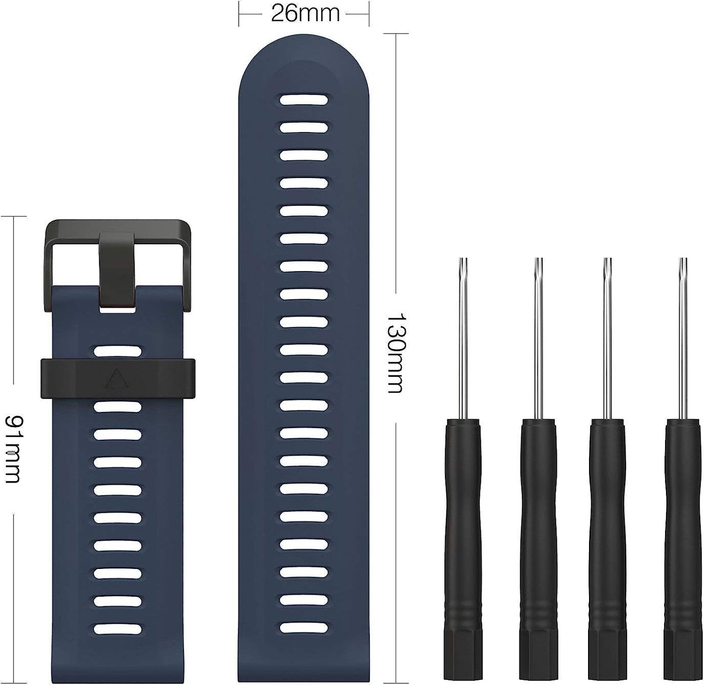 Moko Garmin Fenix 3 / Fenix 5X Watch Band, Soft Silicone Replacement Watch Band for Garmin Fenix 3 / Fenix 3 Hr/Fenix 5X Smart Watch, 4Pack  MoKo   