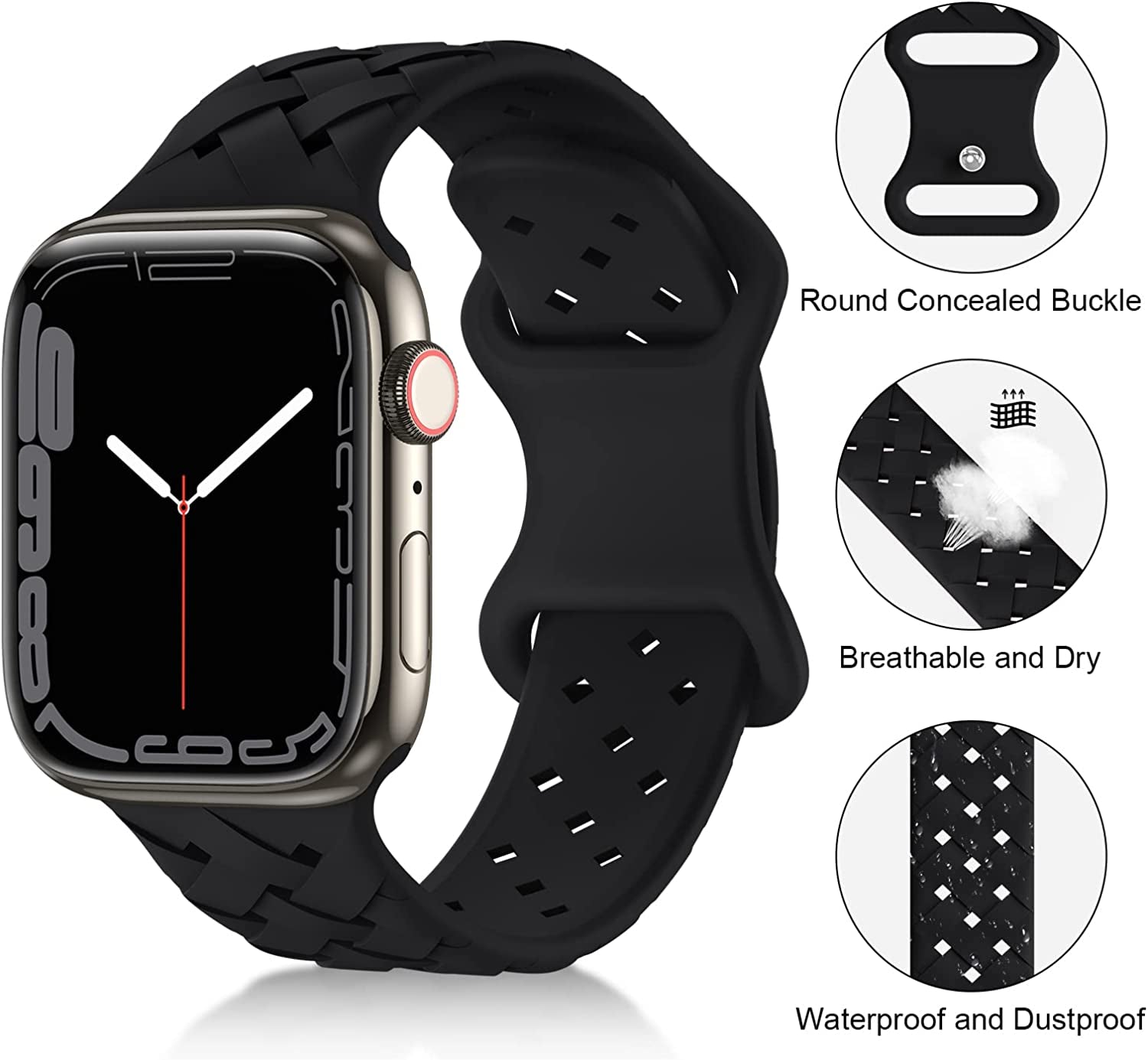 Arctime 5 Pack Soft Silicone Bands Compatible with Apple Watch Band 38Mm 40Mm 41Mm 42Mm 44Mm 45Mm 49Mm, Sport Strap Breathable Wristbands for Iwatch Ultra Series SE 8 7 6 5 4 3 2 1 Women Men  Arctime   