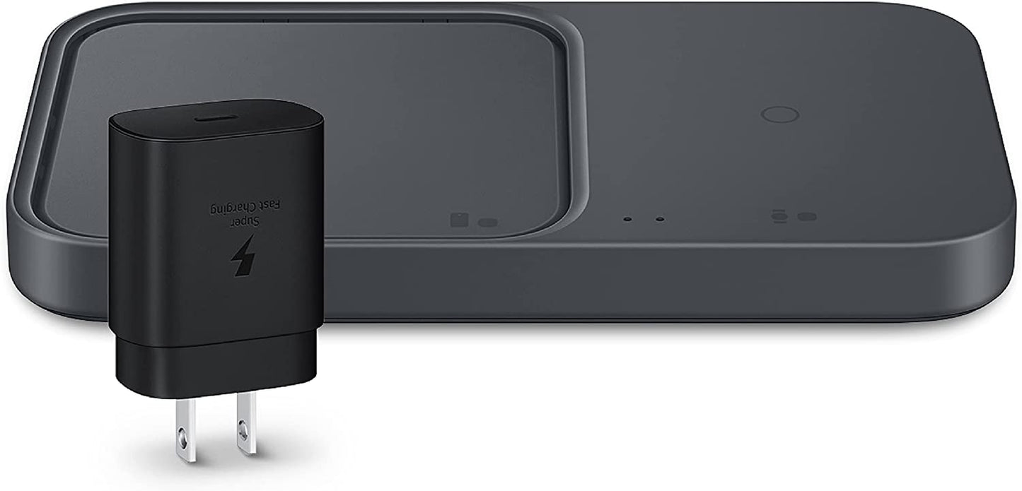 SAMSUNG 15W Wireless Charger Duo W/ USB C Cable, Charge 2 Devices at Once, Cordless Super Fast Charging Pad for Galaxy Phones and Devices, 2022, US Version, Black  Samsung   