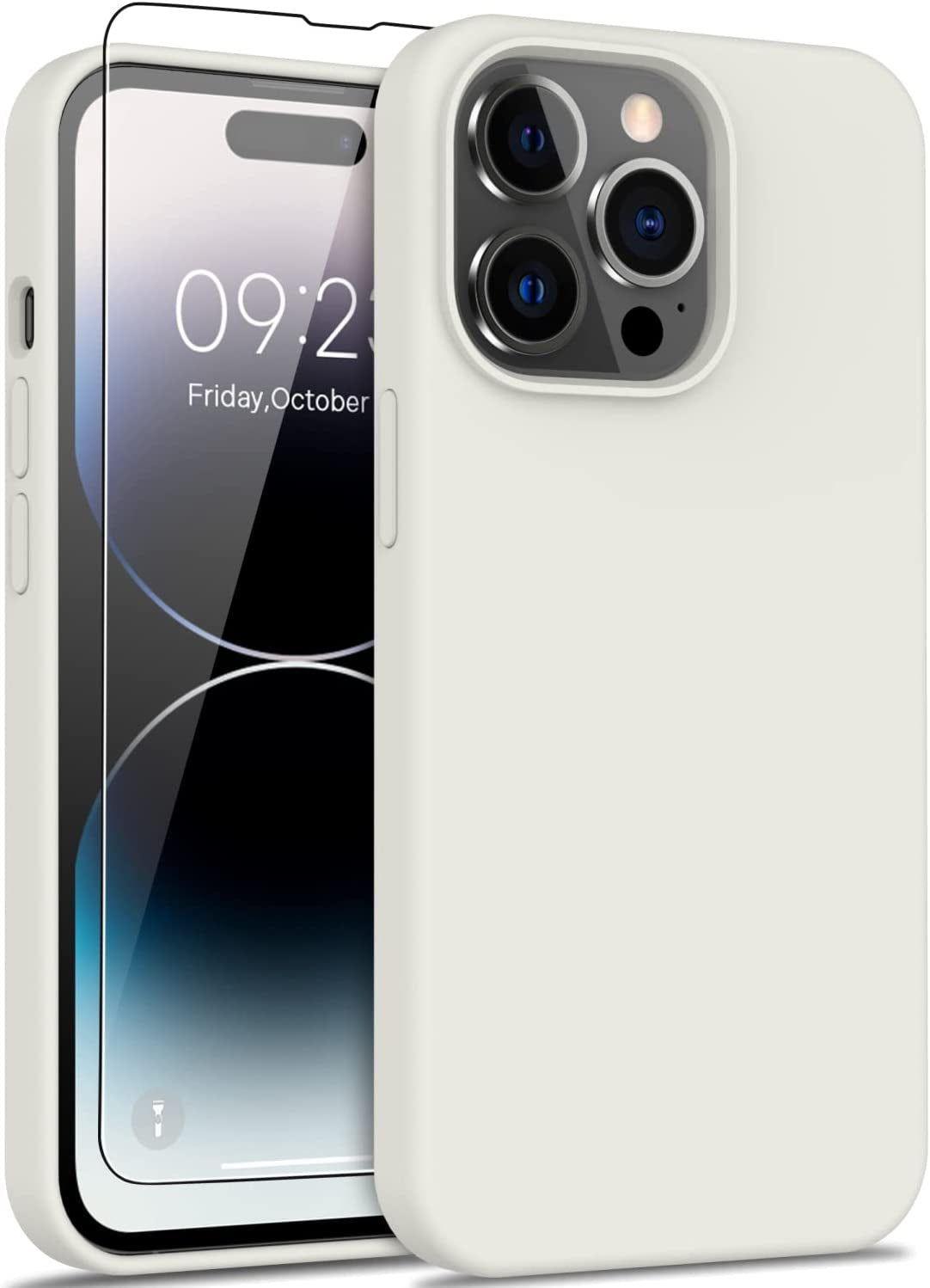 DEENAKIN Iphone 14 Pro Case with Screen Protector,Soft Flexible Silicone Gel Rubber Bumper Cover,Slim Fit Shockproof Protective Phone Case for Iphone 14 Pro 6.1" Black  DEENAKIN Vintage White Iphone 14 Pro Max 6.7"(Large) 