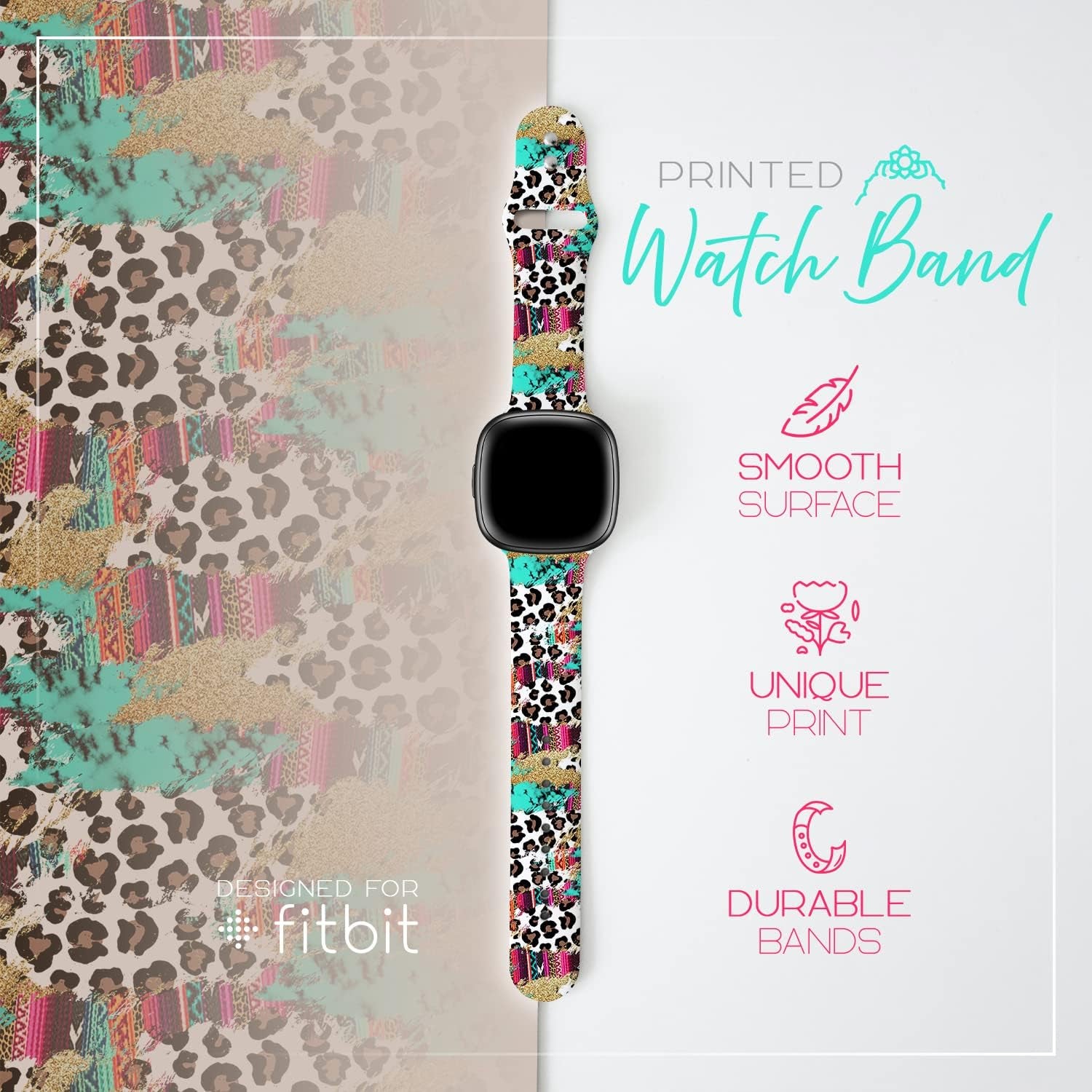 Lux Bands Printed Watch Band - Compatible Fitbit Watch Strap -Smart Watch Band with Stainless Steel Buckle - Compatible Watch Band with Silicone Strap - Adjustable Wristbands for Multi Usage  Lux Bands   