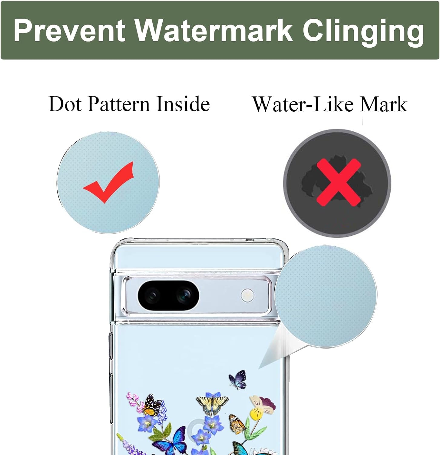 Unov Compatible with Pixel 7A Case Clear with Design Soft TPU Shock Absorption Slim Embossed Pattern Protective Back Cover for Pixel 7A 5G (Flower Butterfly)  Unov   