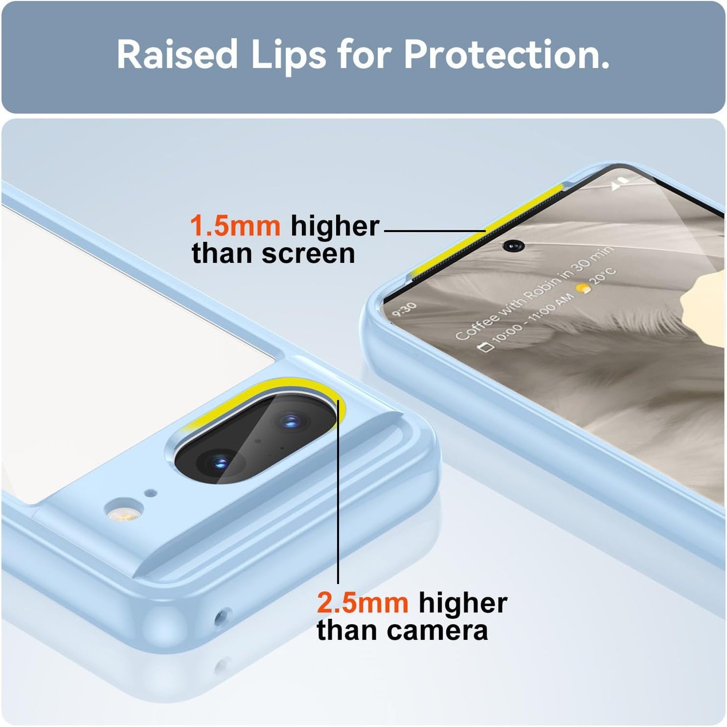 Guarishel for Google Pixel 8 Phone Case: [Built-In 4 Airbags][Not-Yellowing] Military-Grade Shockproof Protective Phone Case for Google Pixel 8, Blue  Guarishel   