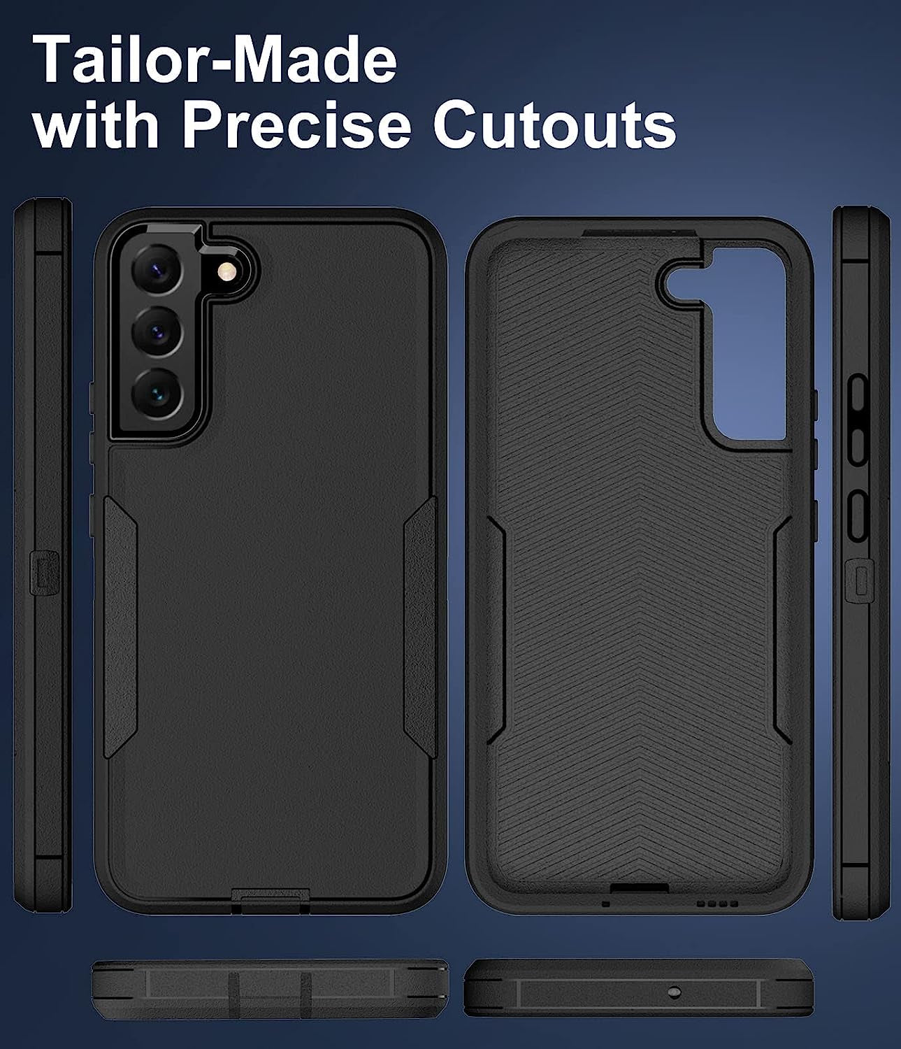 Dahkoiz for Samsung Galaxy S22 plus Case, Dust-Proof Port Cover, Full Body Durable Silicone Rubber Phone Case for Samsung Galaxy S22 plus 5G, Black  UNISMART INC   