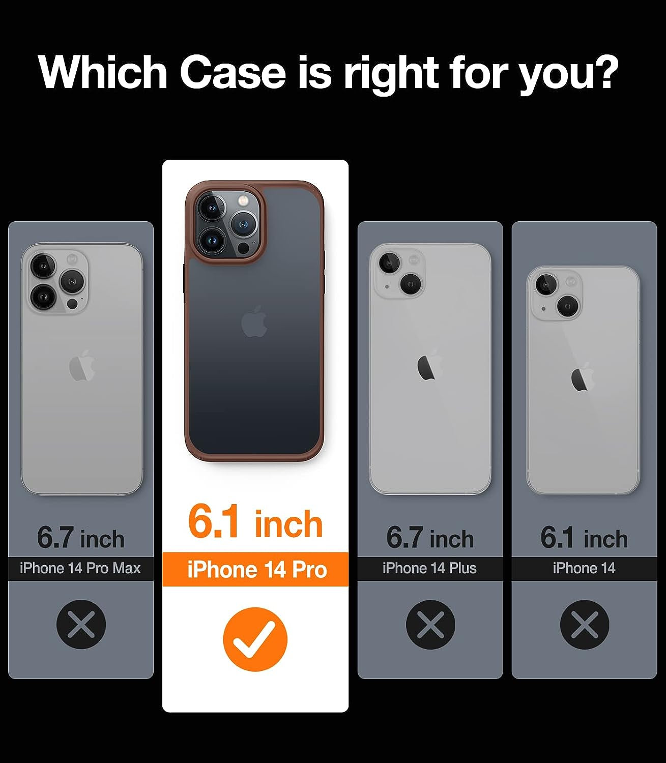 TORRAS Shockproof Iphone 14 Pro Case, Military-Grade Drop Tested, Matte Hard Back & Silicone, Anti-Fingerprint & Anti-Scratch, Brown  TORRAS   