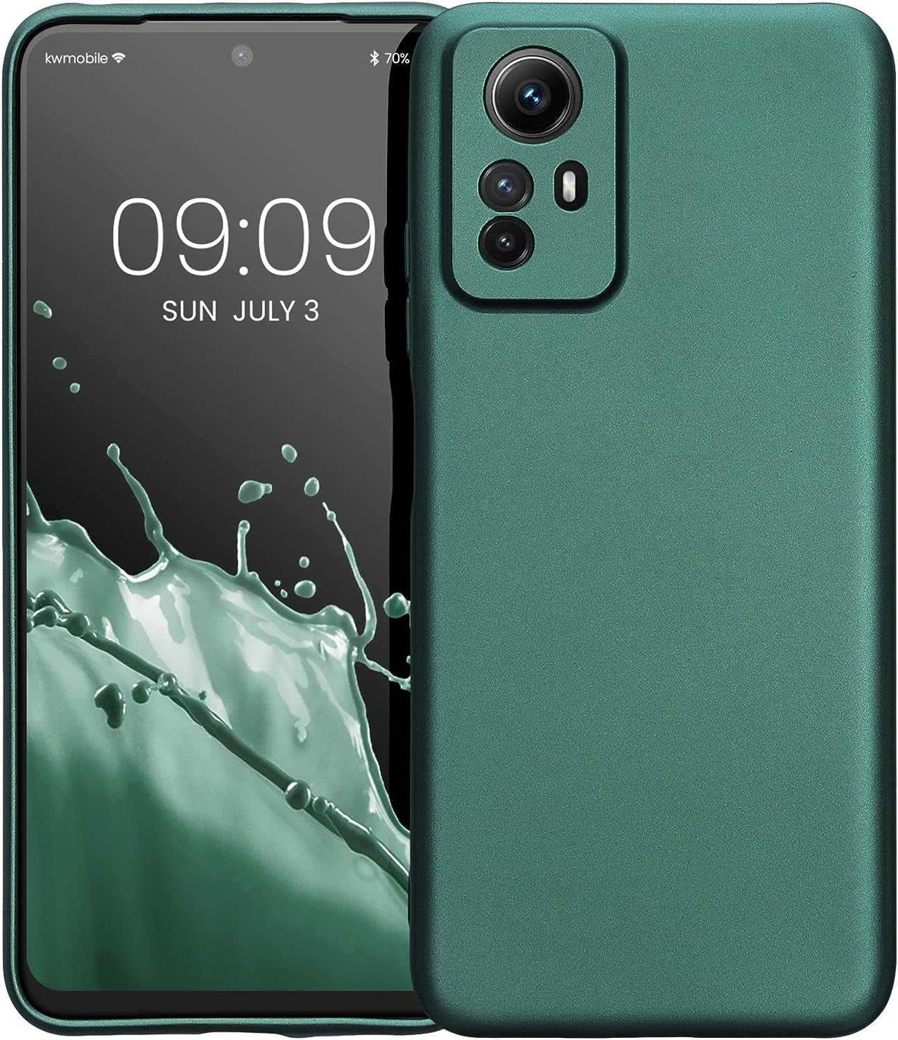 Kwmobile Case Compatible with Xiaomi Redmi Note 12S Case -Soft TPU Back Phone Cover - with Metallic Look - Metallic Teal  KW-Commerce   