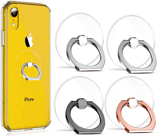 Phone Ring Transparent Cell Phone Ring Holder,360°Rotation Finger Ring Stand, Clear Cell Phone Kickstand Compatible with Most of Phones,Tablet and Case (1)  DFsucces   