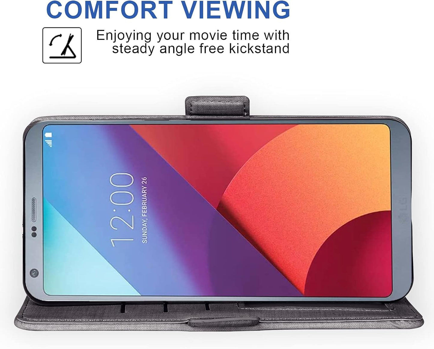 Asuwish Compatible with LG G6 Wallet Case Tempered Glass Screen Protector and Leather Flip Cover Card Holder Stand Cell Phone Cases for LGG6 Thinq LG6 Thin Q G 6 plus G6+ 6G VS988 H872 Women Men Gray  NSS   