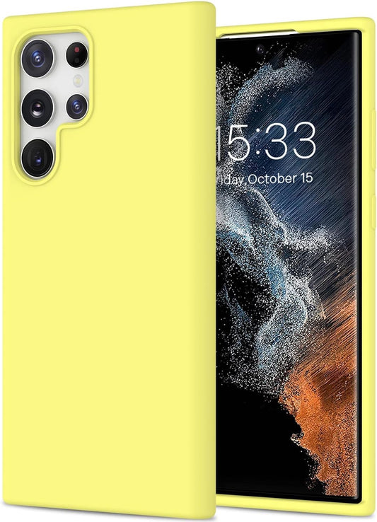 DEENAKIN for Samsung Galaxy S22 Ultra Case Silicone,Silky Smooth Flexible Gel Rubber Bumper Cover with Soft Microfiber Lining Slim Fit Protective Phone Case for Samsung Galaxy S22 Ultra Bright Yellow  DEENAKIN   