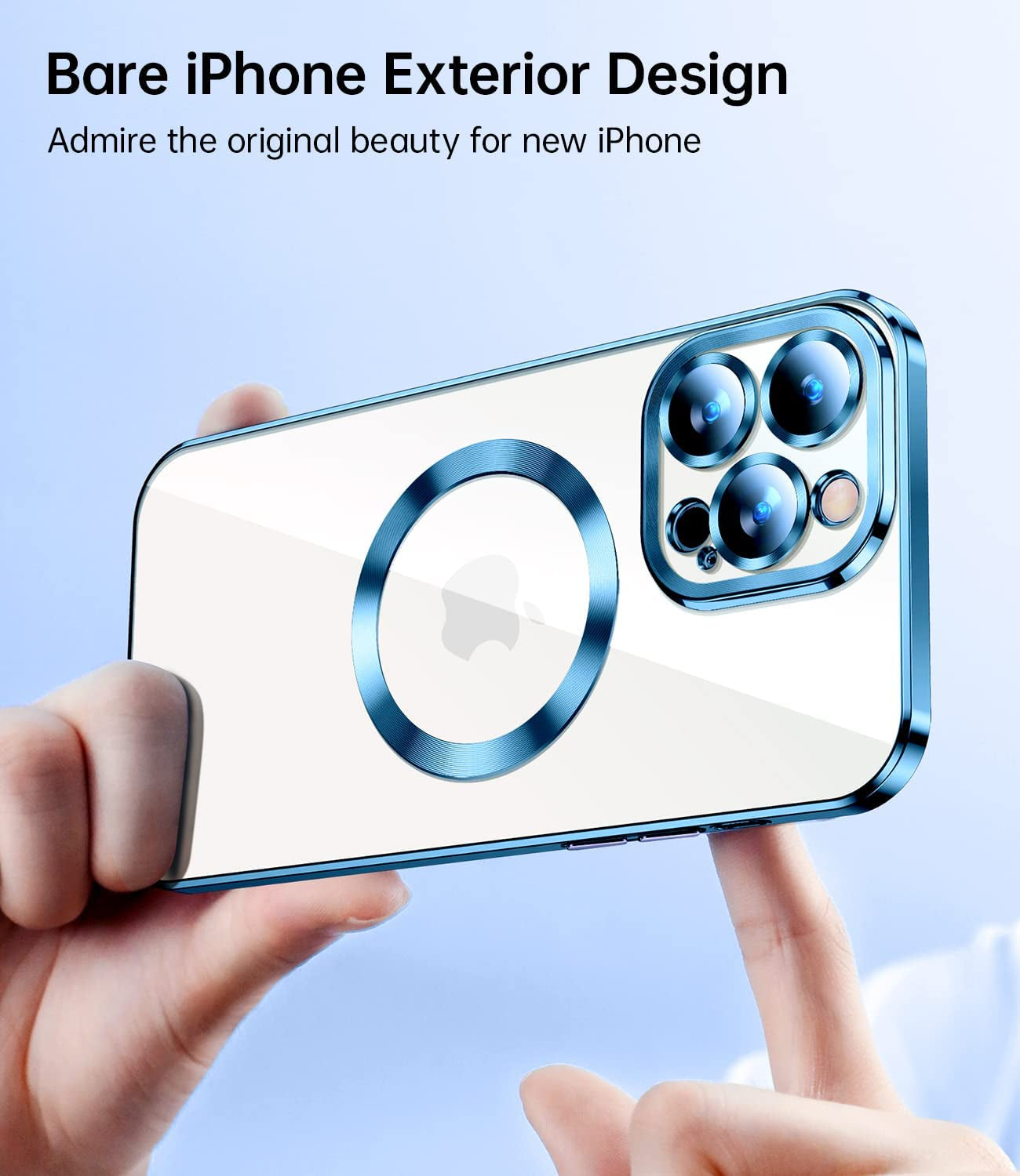 JUESHITUO Magnetic Clear for Iphone 14 Pro Max Case with Full Camera Cover Protection [No.1 Strong N52 Magnets] [Military Grade Drop Protection] for Women Girls Phone TPU Case (6.7")-Pacific Blue  JUESHITUO   