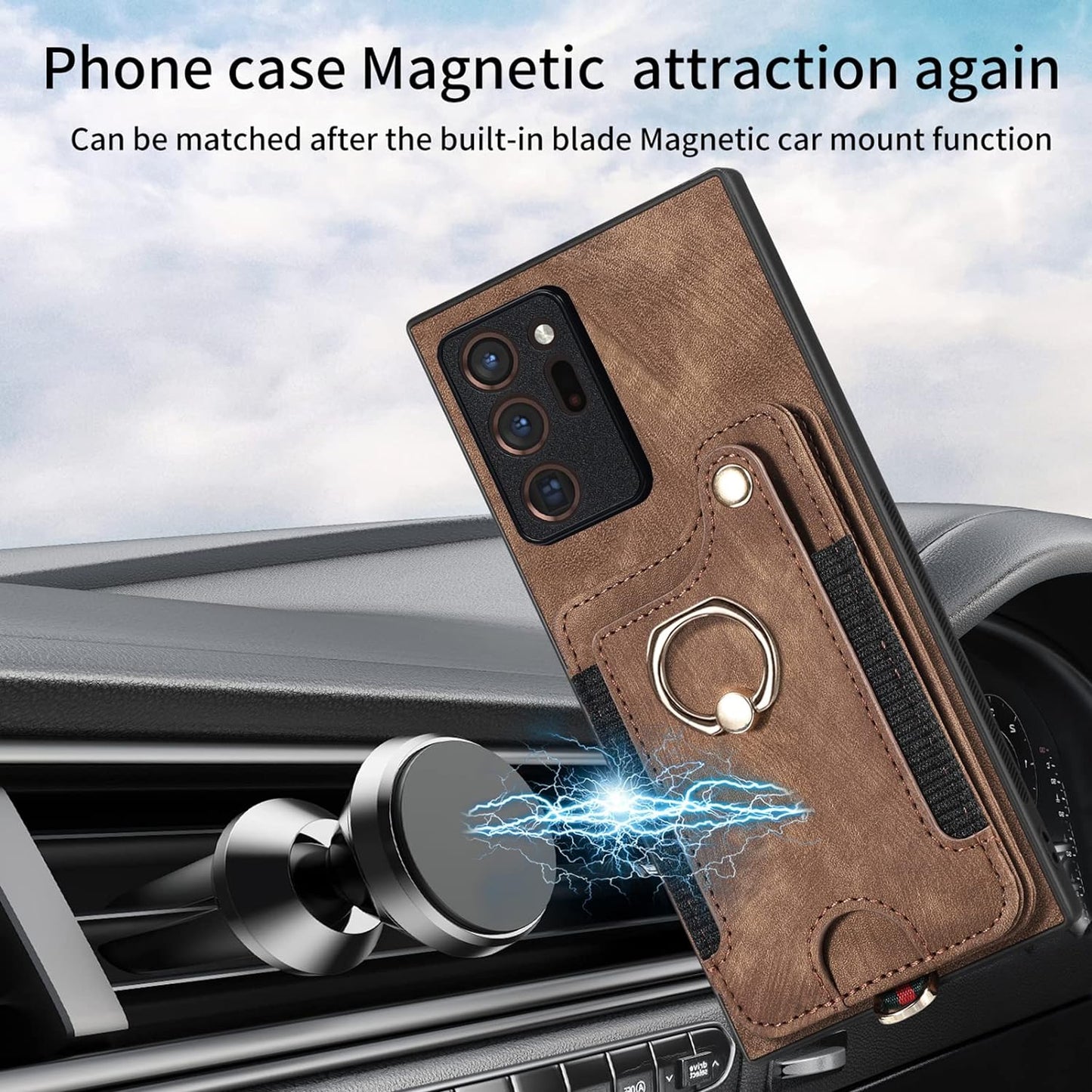 Phone Case for Samsung Galaxy Note 20 Ultra 5G Wallet Cover with Screen Protector and Wrist Strap RFID Card Holder Ring Stand Note20 plus Notes 20Ultra Note20+ U + 20+ Twenty Not S20 Women Men Brown  Asuwish   