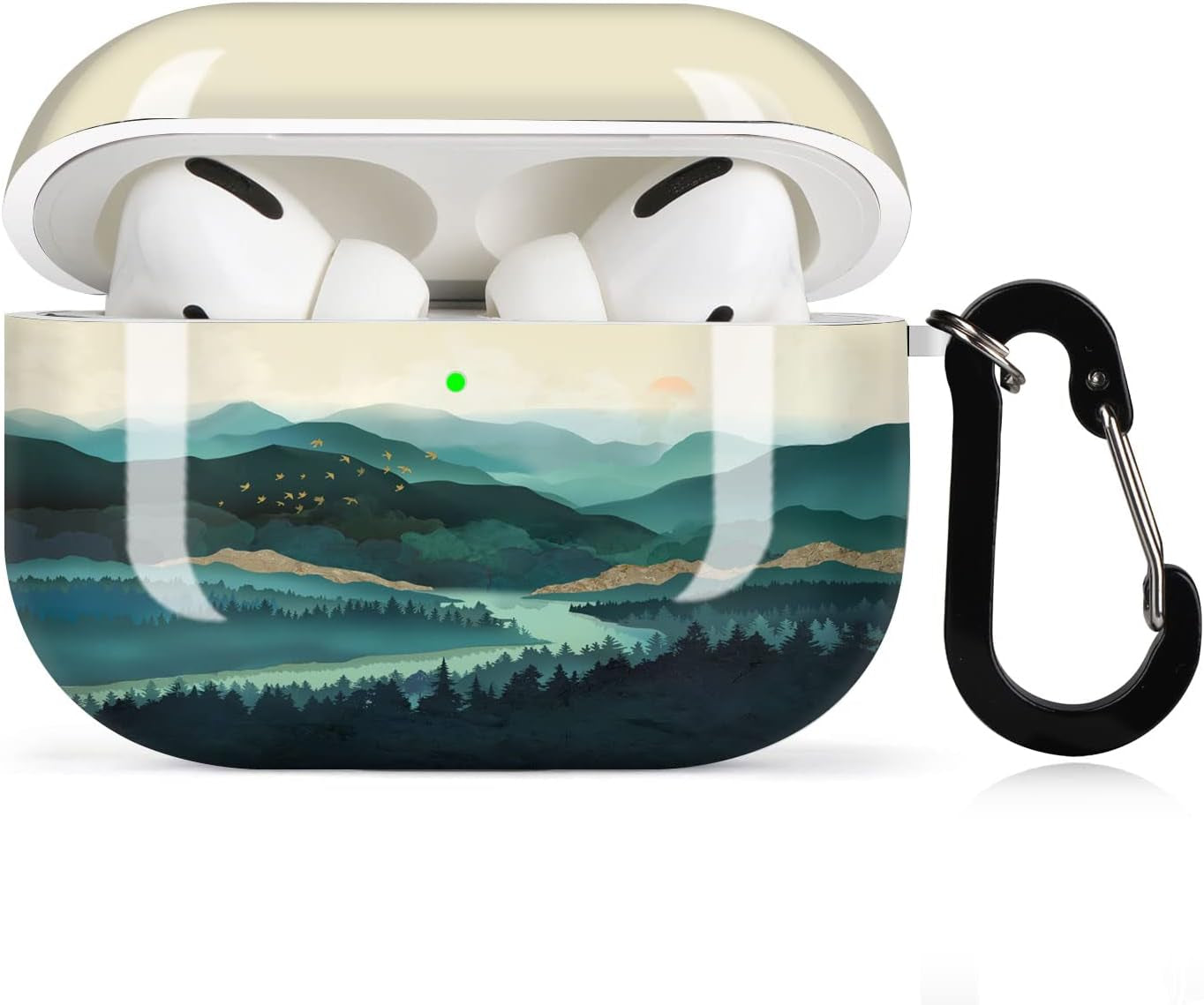 Lapac Airpods Pro Case Cheetah Leopard Airpod Pro Case Black Leopard Purple Cheetah Cute Airpod Pro Hard Case Cover with Keychain Accessories Protective for Wireless Airpods Pro Charging  Lapac Green Mountain  