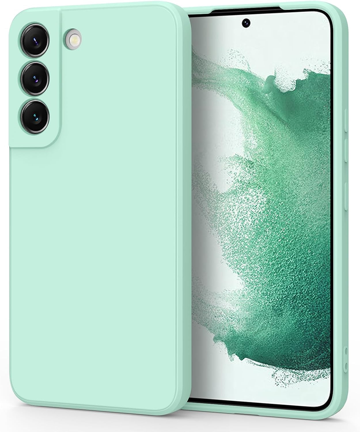 Vanjua [2 Pack] for Samsung Galaxy S22 Case, Stylish Liquid Silicone Slim Full-Body Protective Cover for Samsung Galaxy S22 5G 6.1 Inch Phone Case (Navy Blue+Light Cyan)  Vanjua Z Lightcyan  