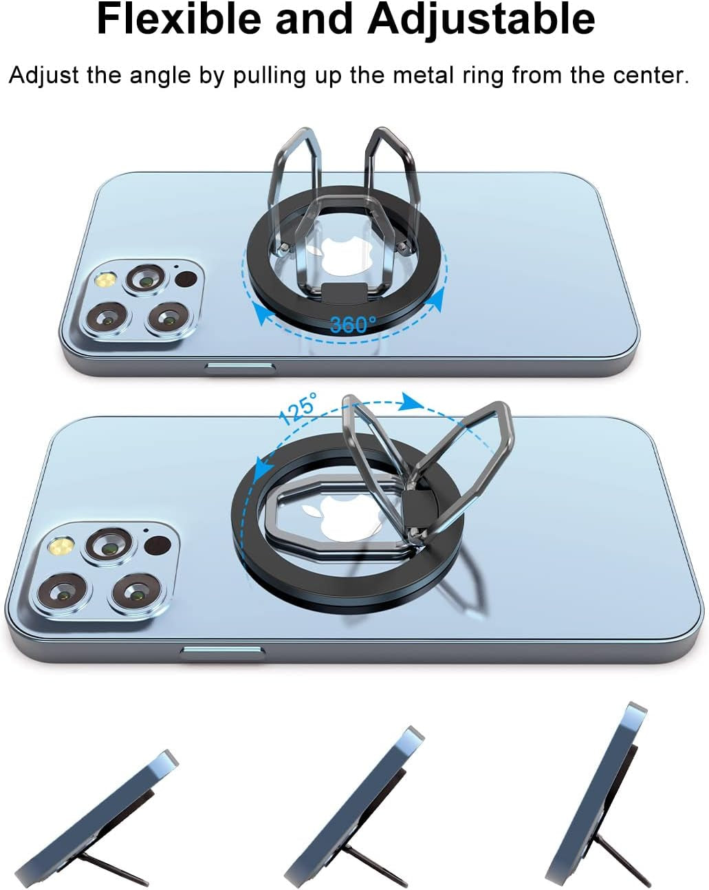 Zylee Magnetic Phone Grip, Magnetic Phone Ring for Magsafe, Magnetic Phone Finger Holder, Adjustable Kickstand, Phone Holder Grip Ring Stand for Magsafe Accessories(Black/Pink)  zylee   