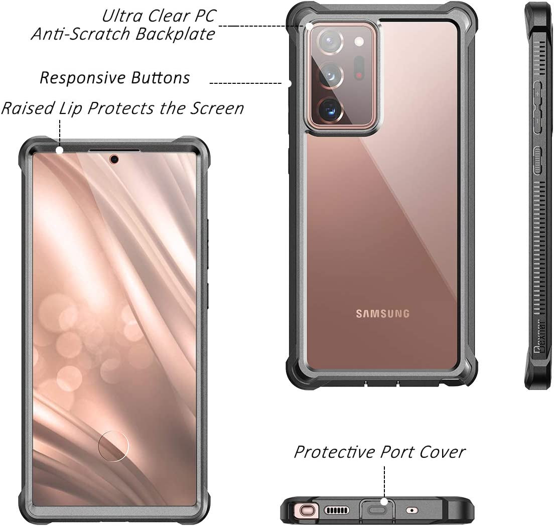 Dexnor for Galaxy Note 20 Ultra Case with Screen Protector Clear 360 Full Body Rugged Protective Shockproof Hard Back Cover Heavy Duty Defender Bumper for Samsung Note 20 Ultra 5G 6.9" - Black  Dexnor   