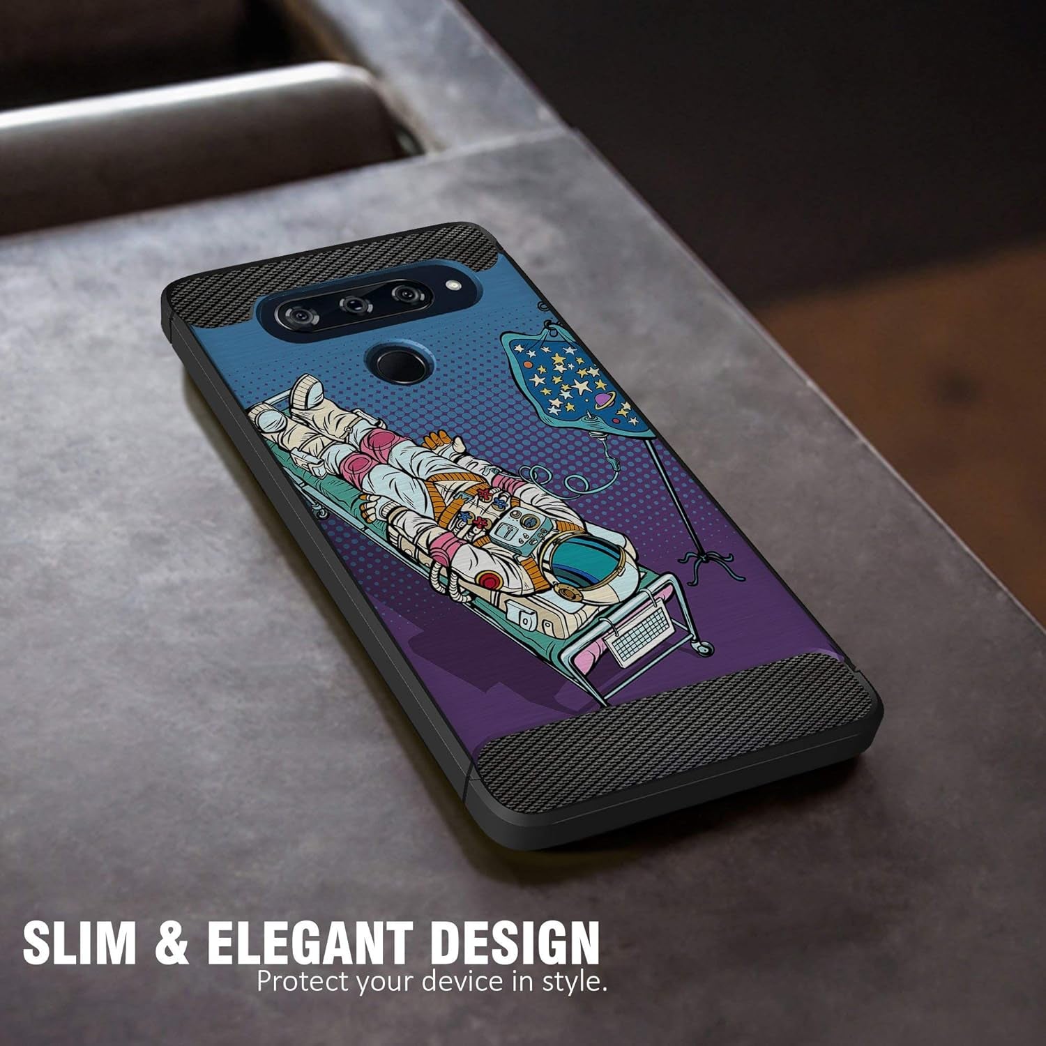 Casesondeck Case Compatible with [LG V40 Thinq] Pictorial Patterned TPU Design Case Flexible Slim and Elegant (Astronaut)  CasesonDeck   