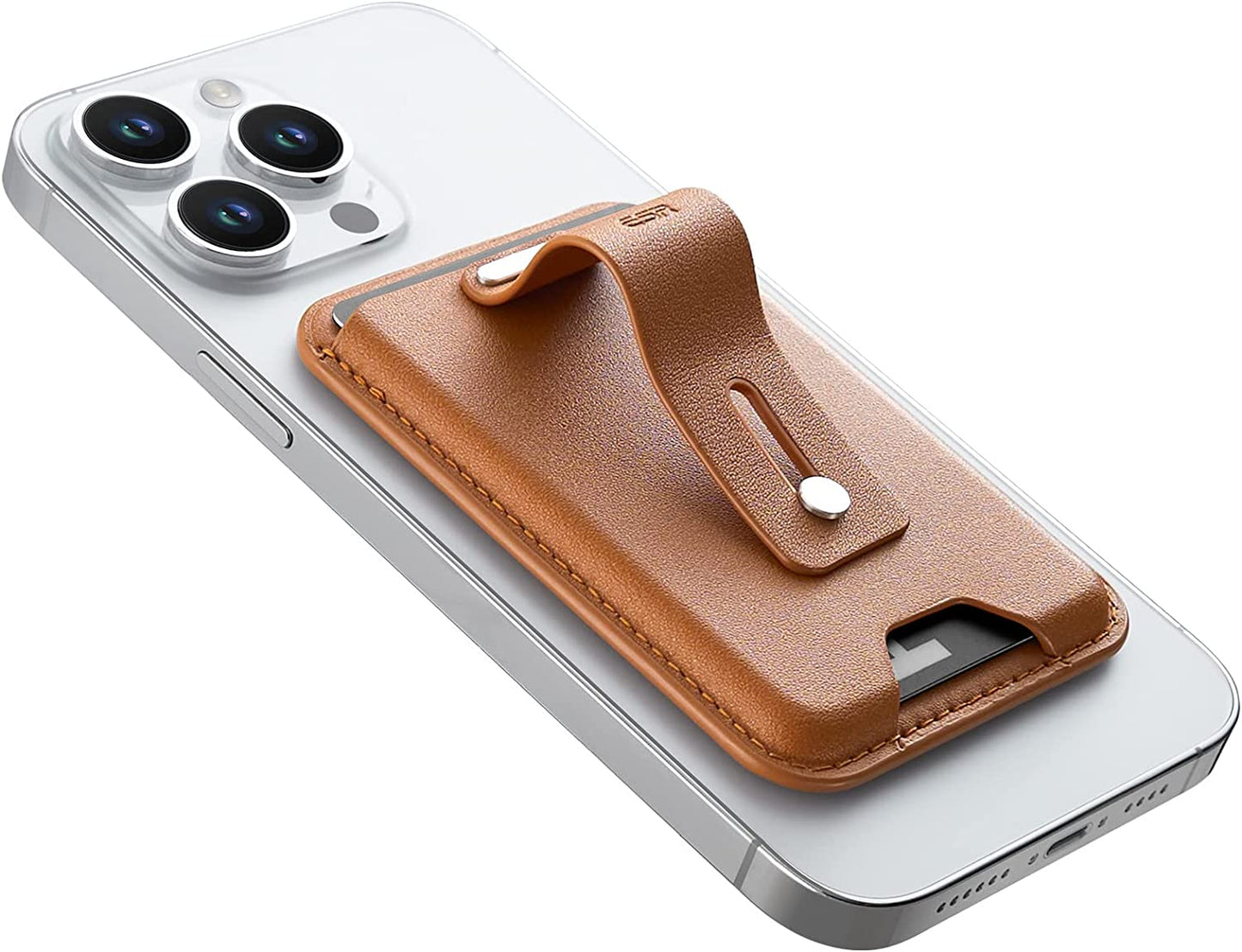 ESR Magsafe Wallet (Halolock), Iphone Wallet with Secure-Grip Finger Loop, Magnetic Wallet for Iphone 14/13/12 Series, Not for 13/12 Mini, 3-Card Holder, Vegan Leather, Magsafe Accessories, Black  Electronic Silk Road Corp Brown  