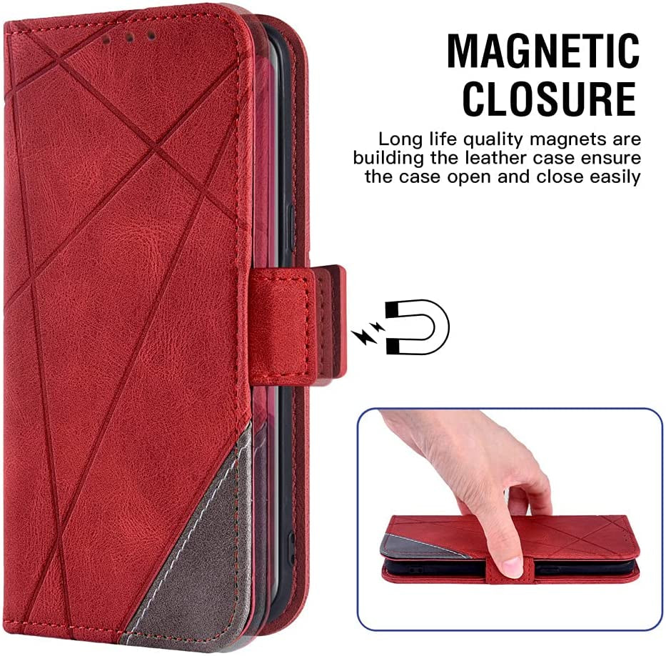 Compatible with Oneplus 8T Oneplus8T plus 9R 5G Wallet Case and Tempered Glass Screen Protector Flip Cover Card Holder Phone Cases for One Plus8T5G on 1 plus 8Tplus 1Plus 8T+ One+ 1+ 1+8T Pro G5 Red  Asuwish   