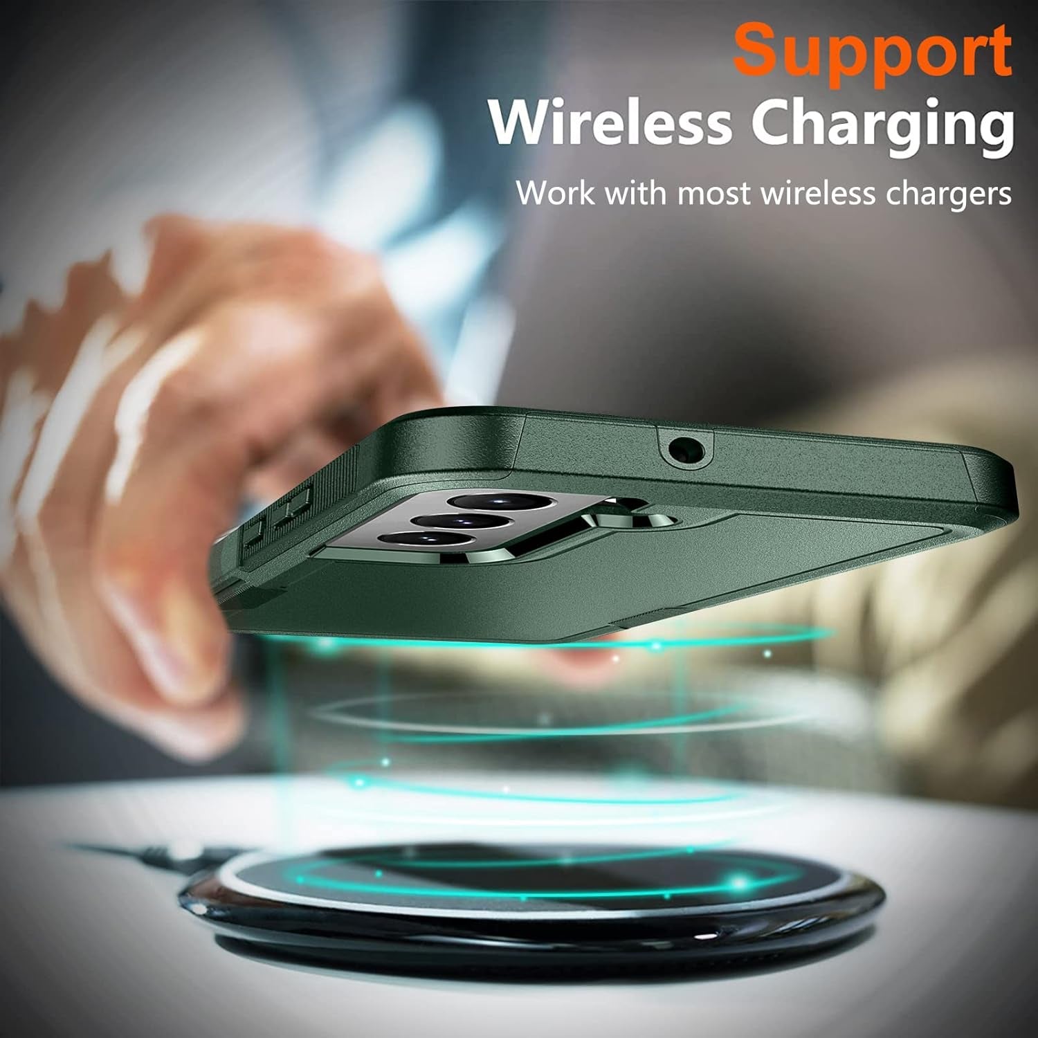 SPIDERCASE for Samsung Galaxy S22 Case, [10 FT Military Grade Drop Protection] Non-Slip [2 Pack] Tempered Glass Screen Protector+Camera Lens Protector Heavy Duty Shockproof Case,Midnight Green  SPIDERCASE   