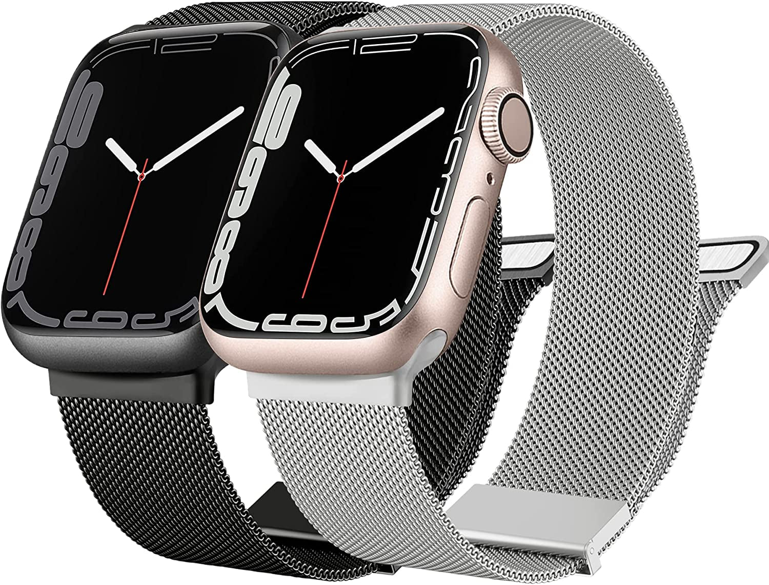 [2 PACK] Metal Stainless Steel Bands Compatible with Apple Watch Bands Series 8 7 6 5 4 3 2 1 SE 41Mm 40Mm 38Mm 42Mm 44Mm 45Mm, Mesh Loop Magnetic Milanese Strap for Iwatch Bands Women Men  Amzpas   